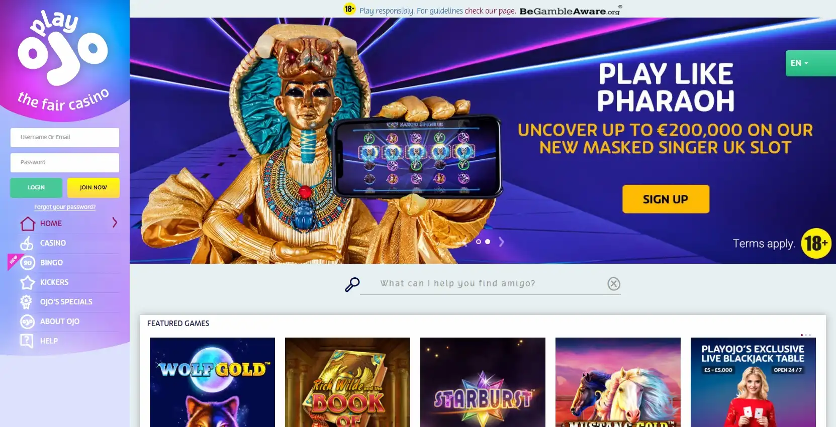 Play OJO Casino No Deposit Bonus
