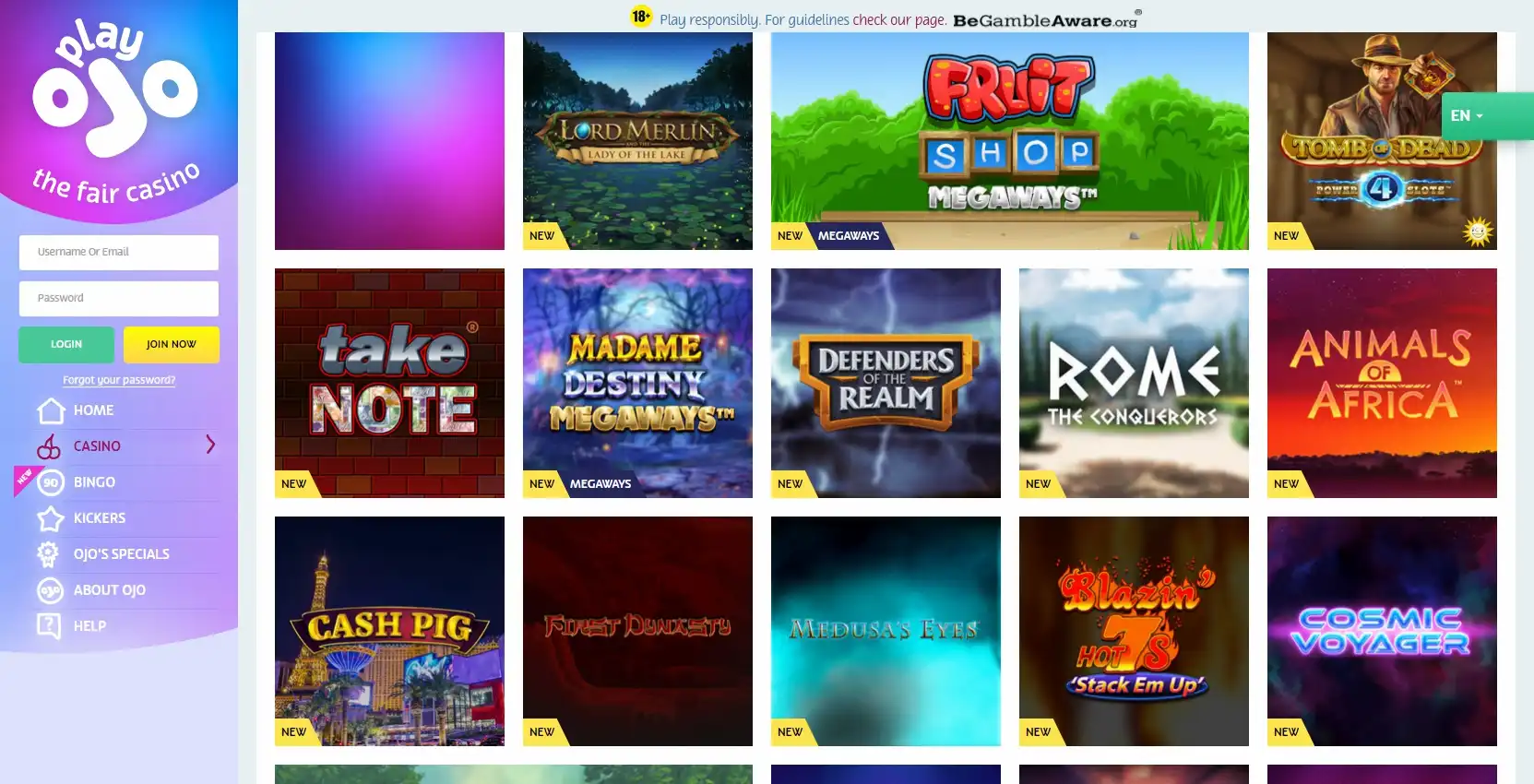 Play OJO Casino Games
