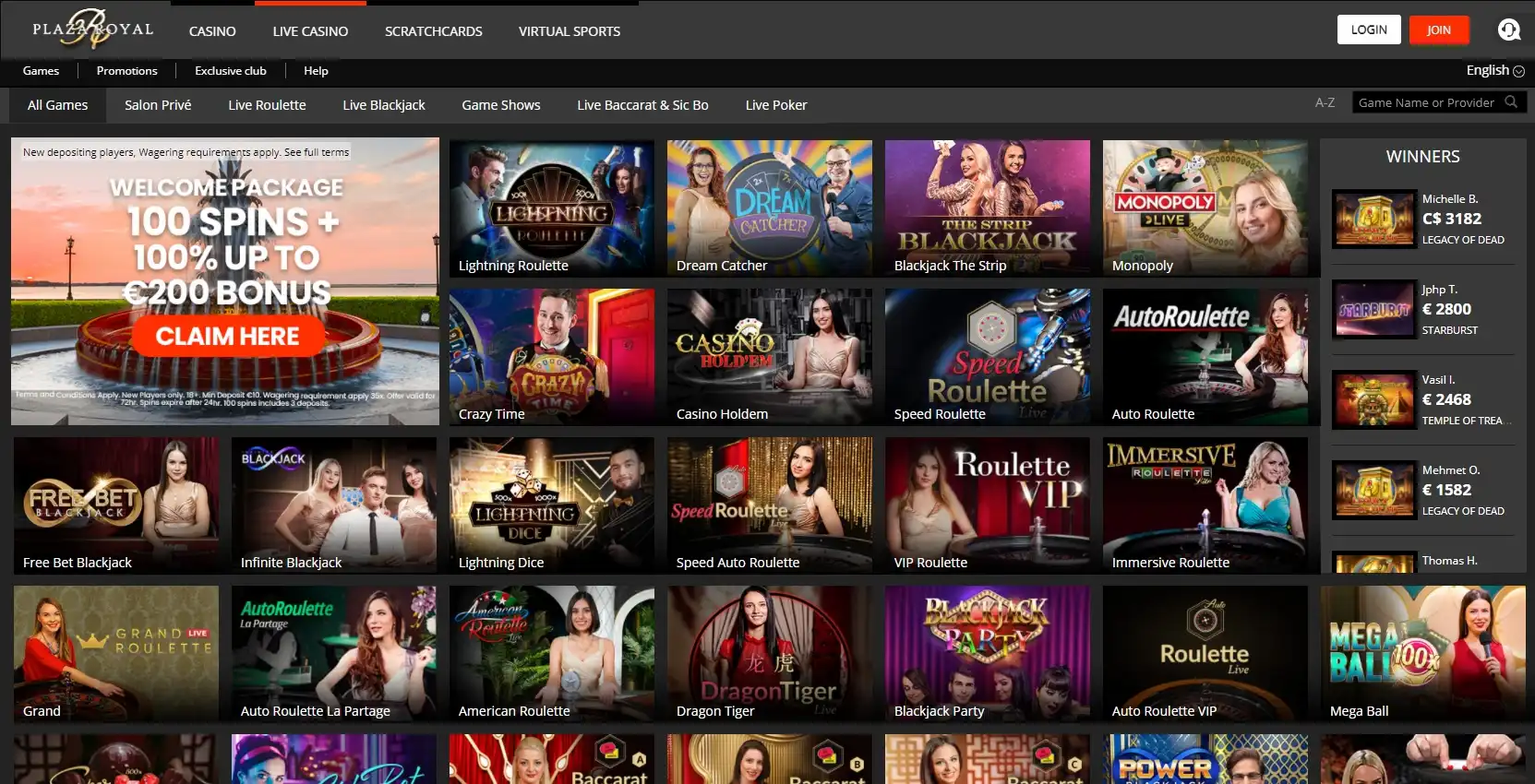 Plaza Royal Live Dealer Games