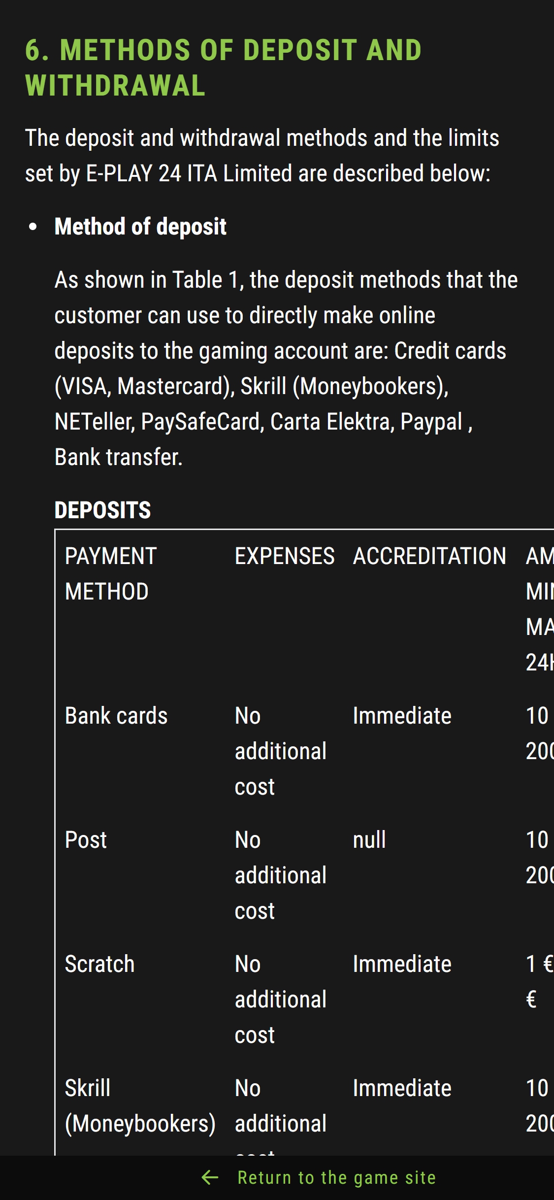 Plex Bet Casino Mobile Payment Methods Review