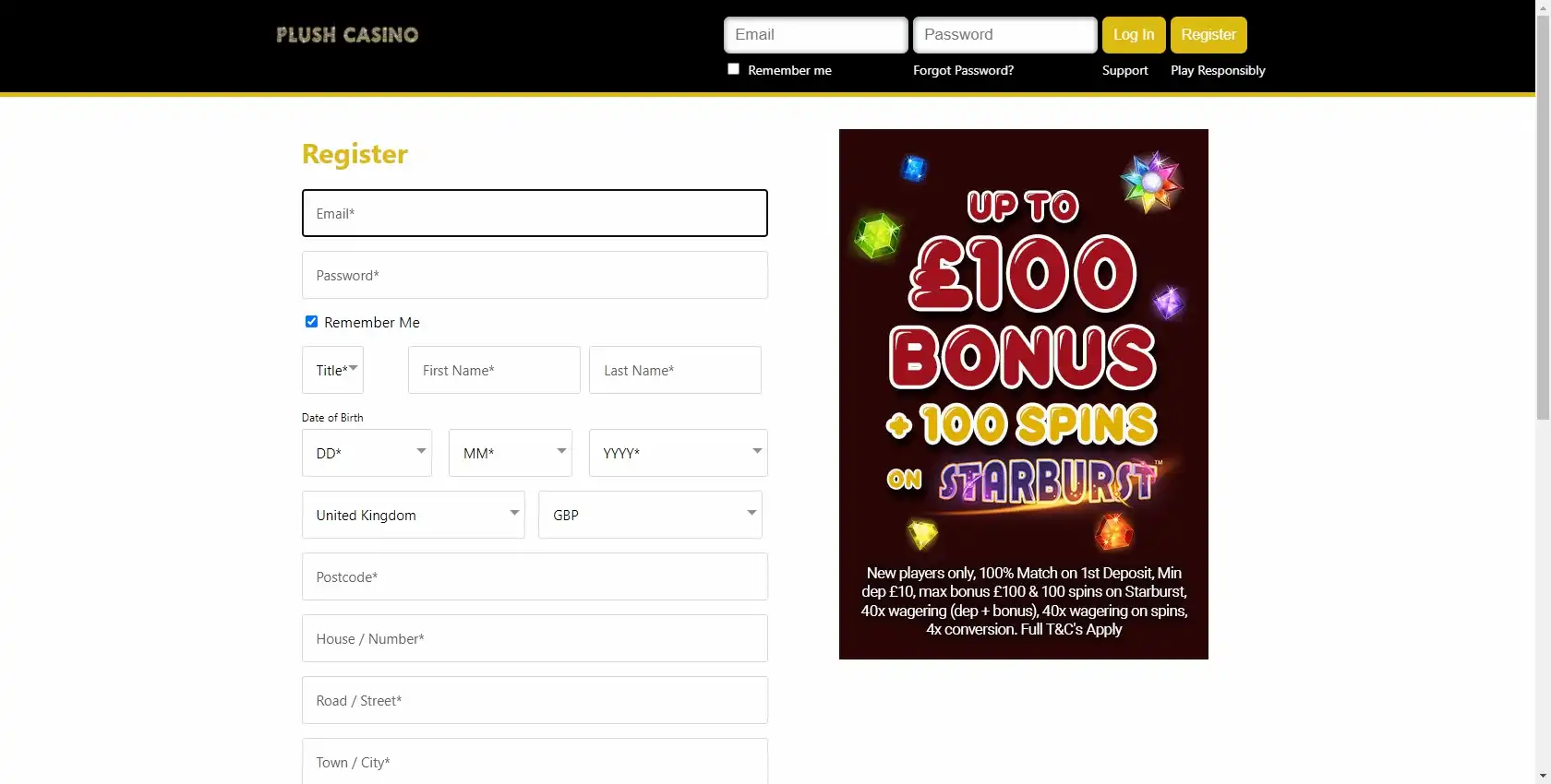 Plush Casino Login