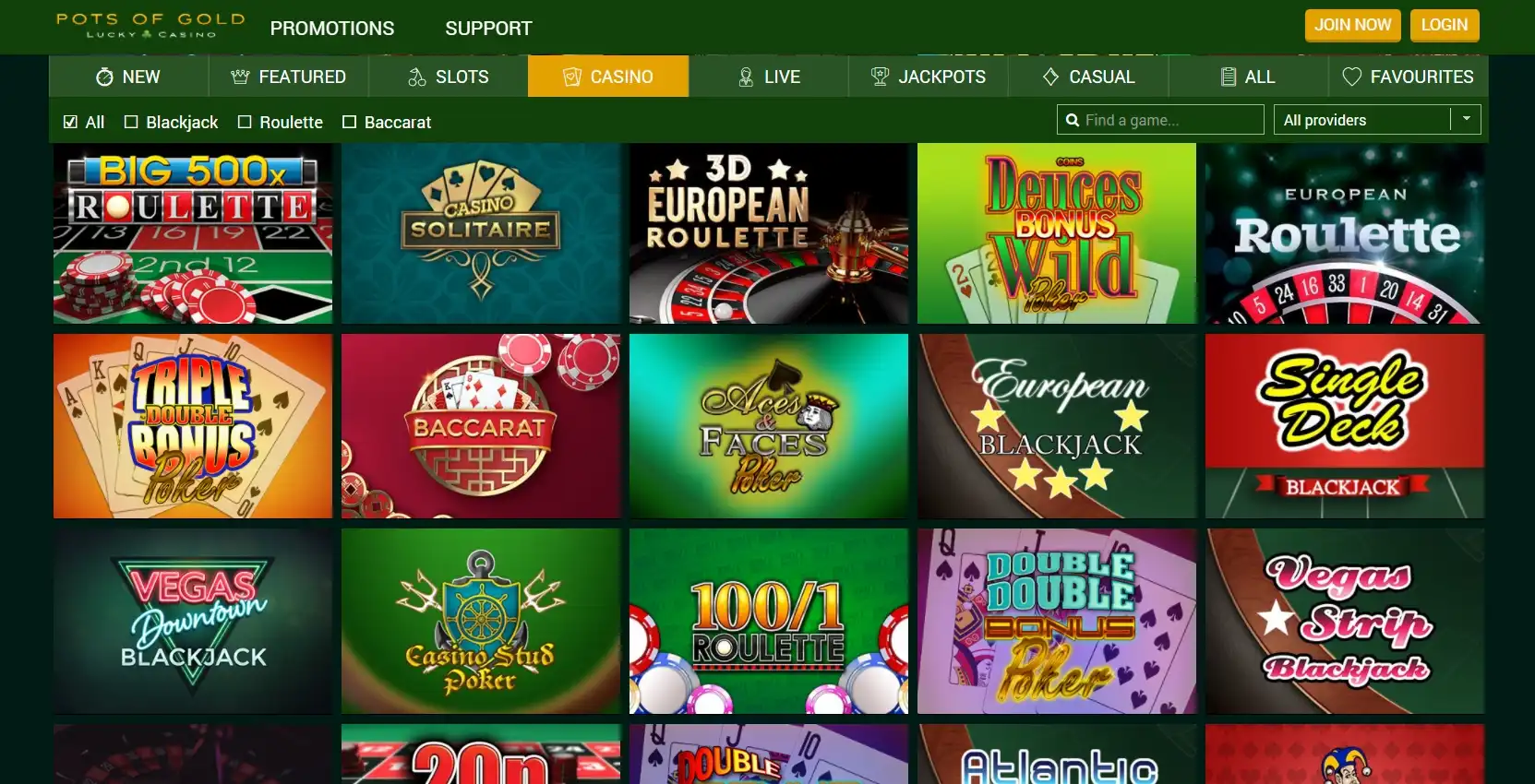 Pots Of Gold Casino Games