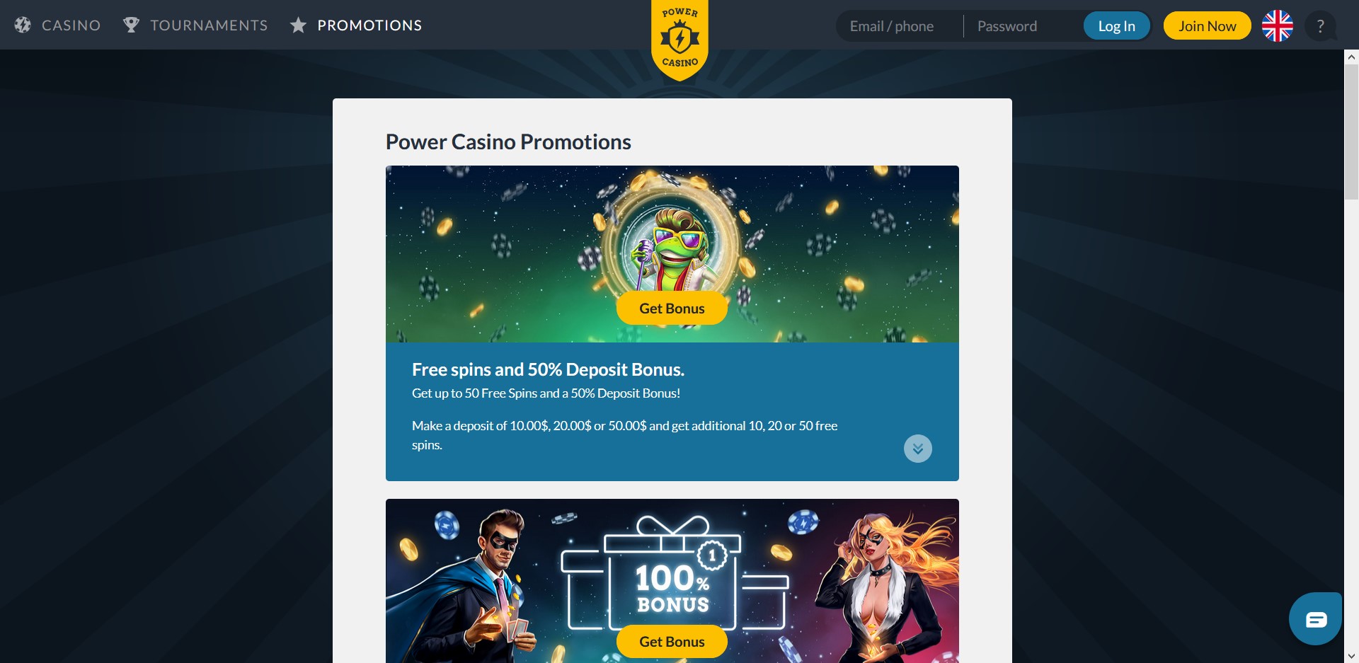 Power Casino No Deposit Bonus