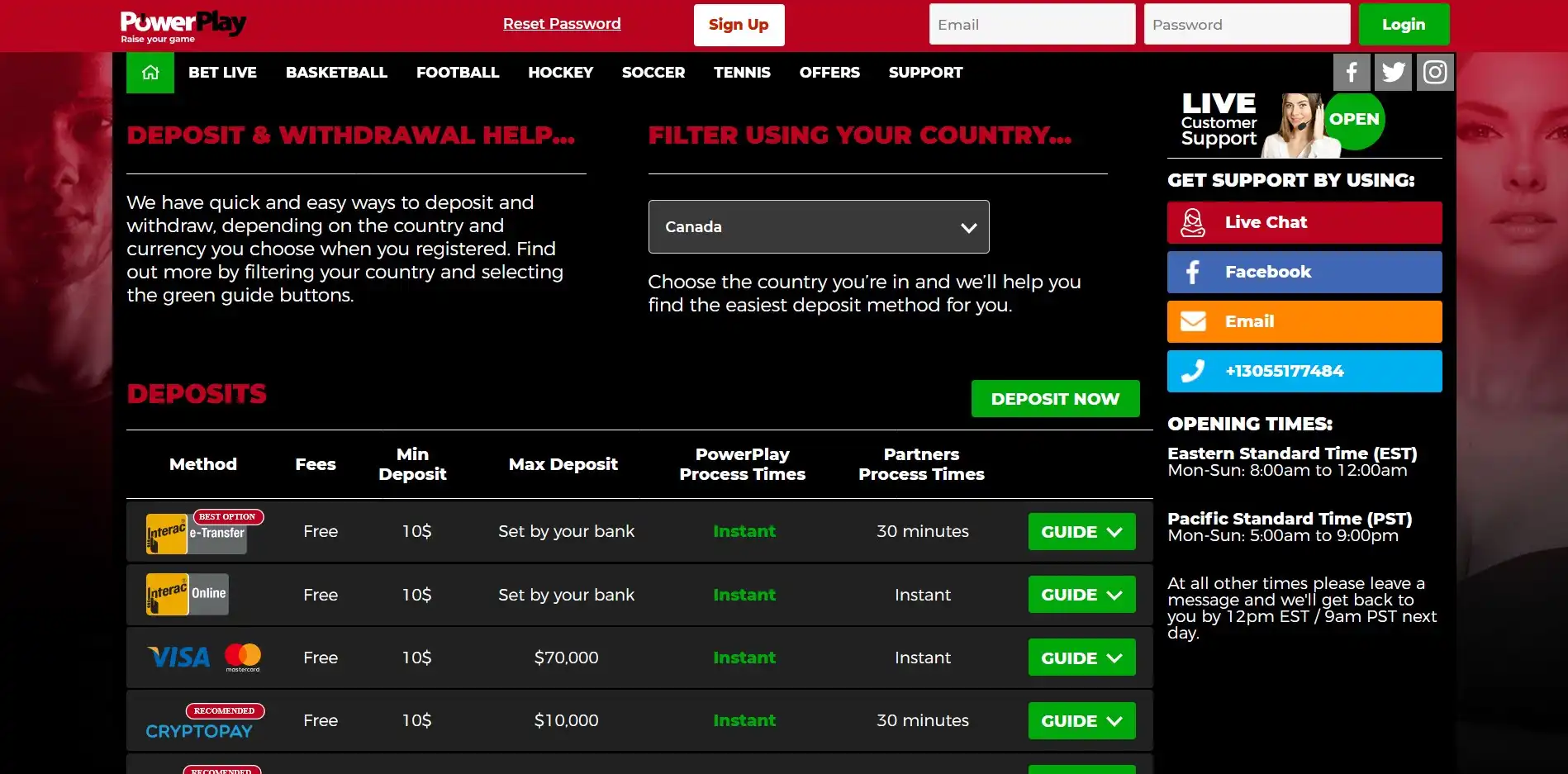 Power Play Payment Methods