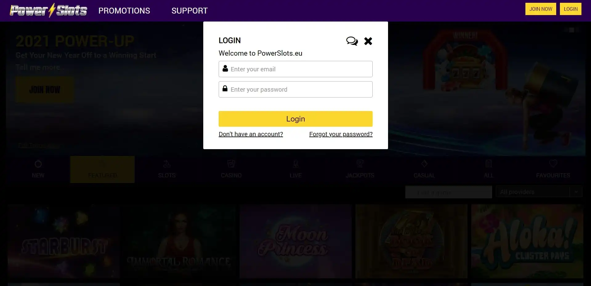Power Slots Casino Login