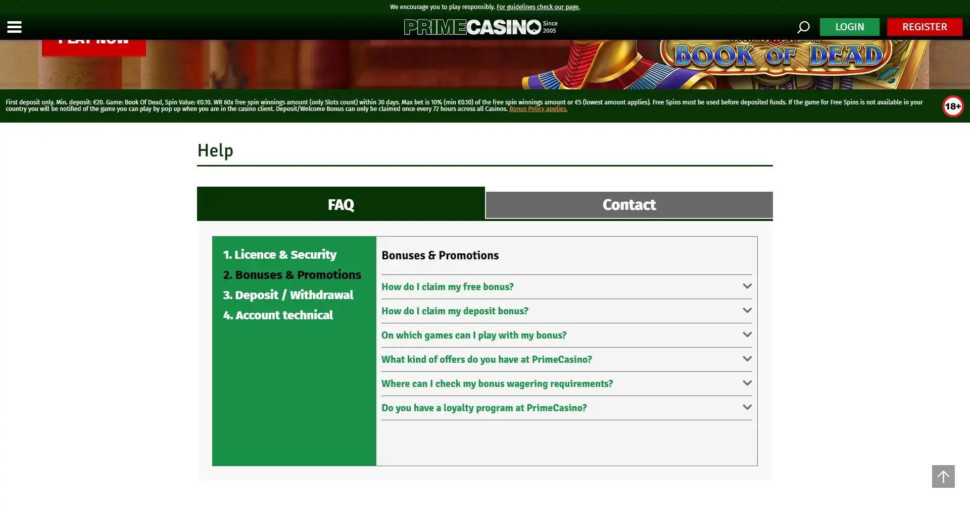 Prime Casino Support