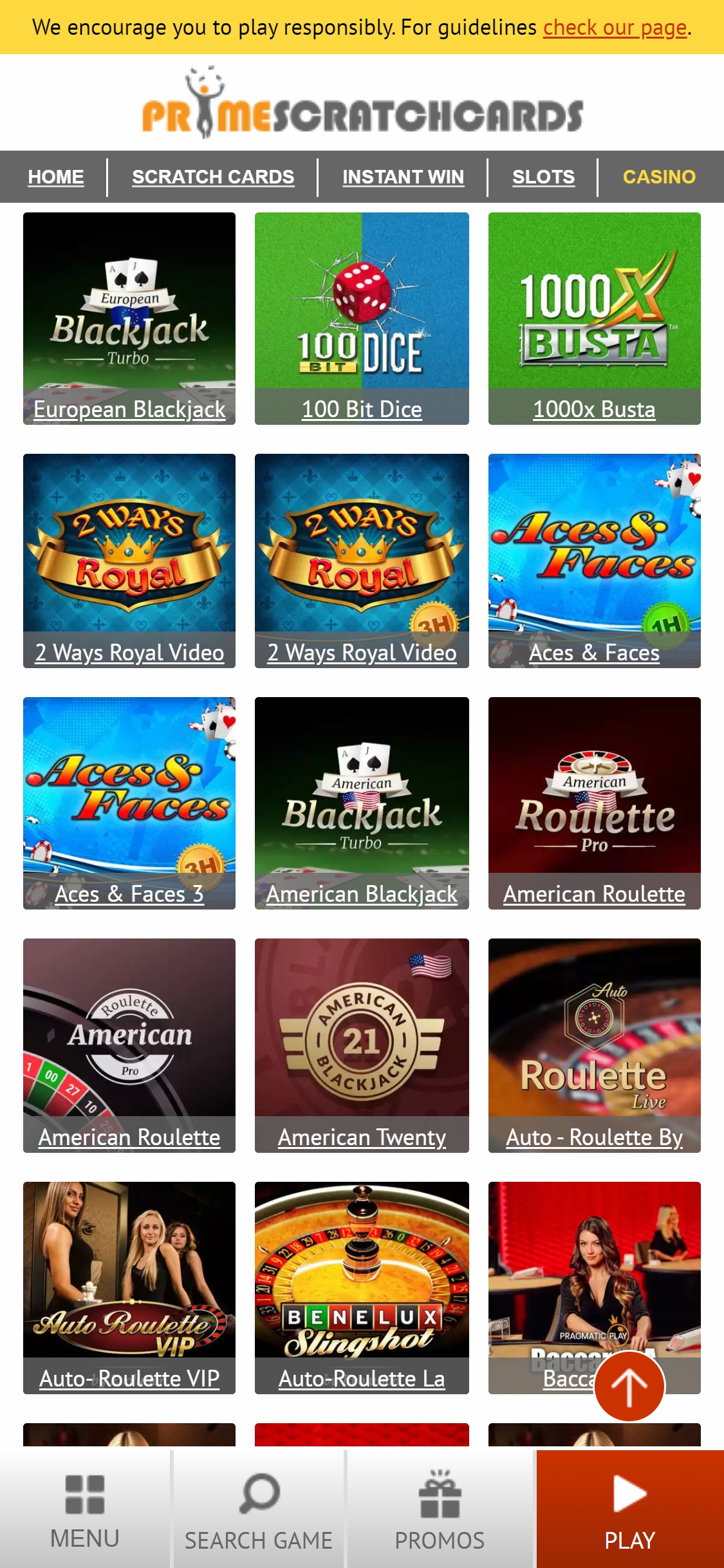 Prime Scratch Cards Casino Mobile Games Review