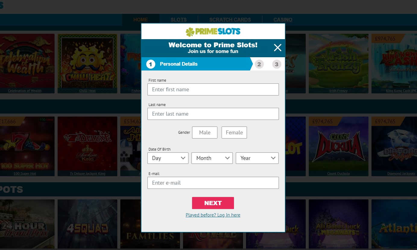 Prime Slots UK Casino Login