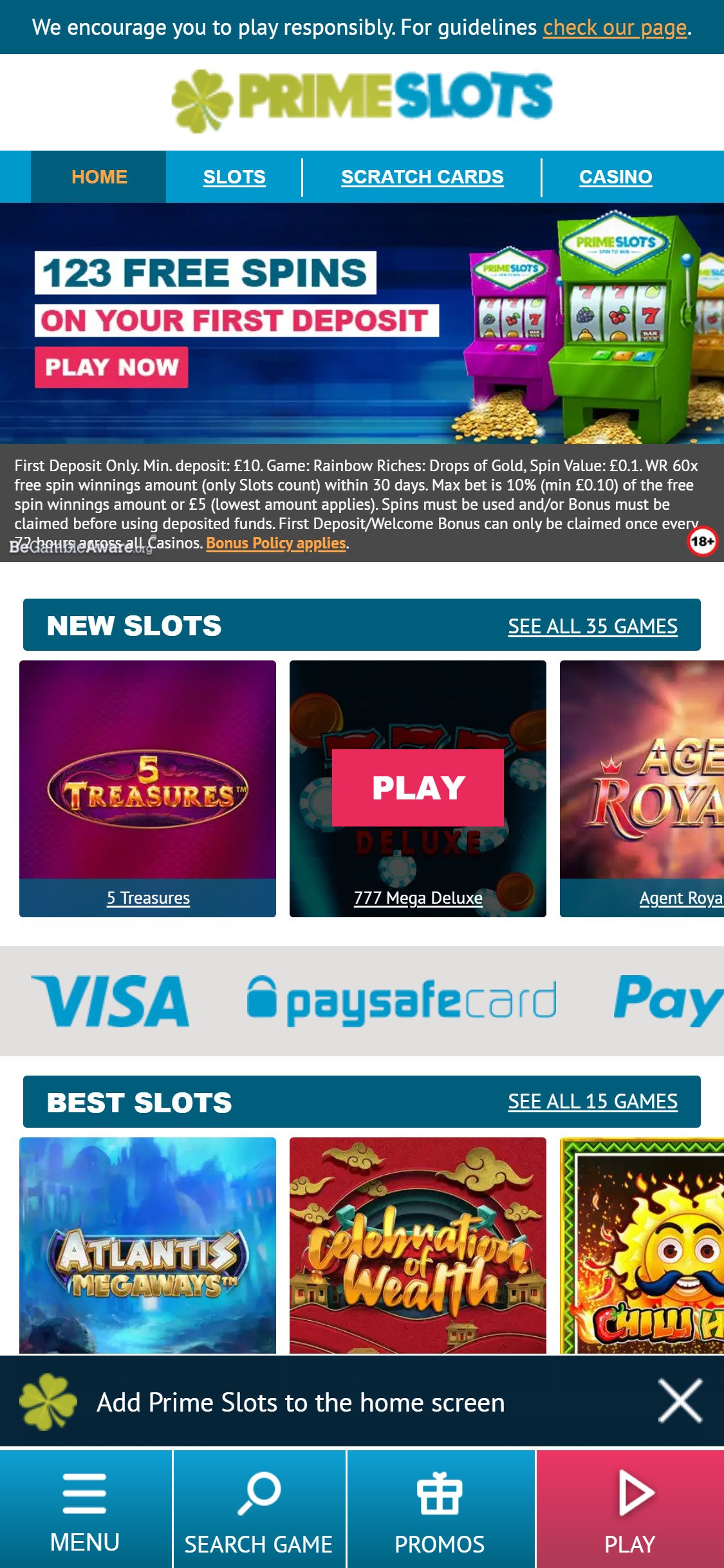 Prime Slots UK Casino Mobile Review