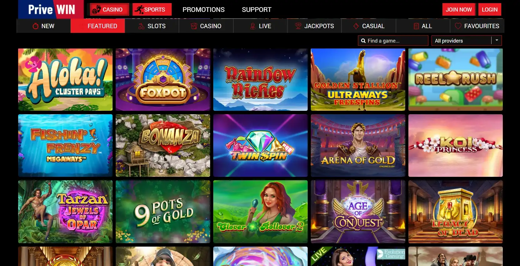 PriveWin Casino Games