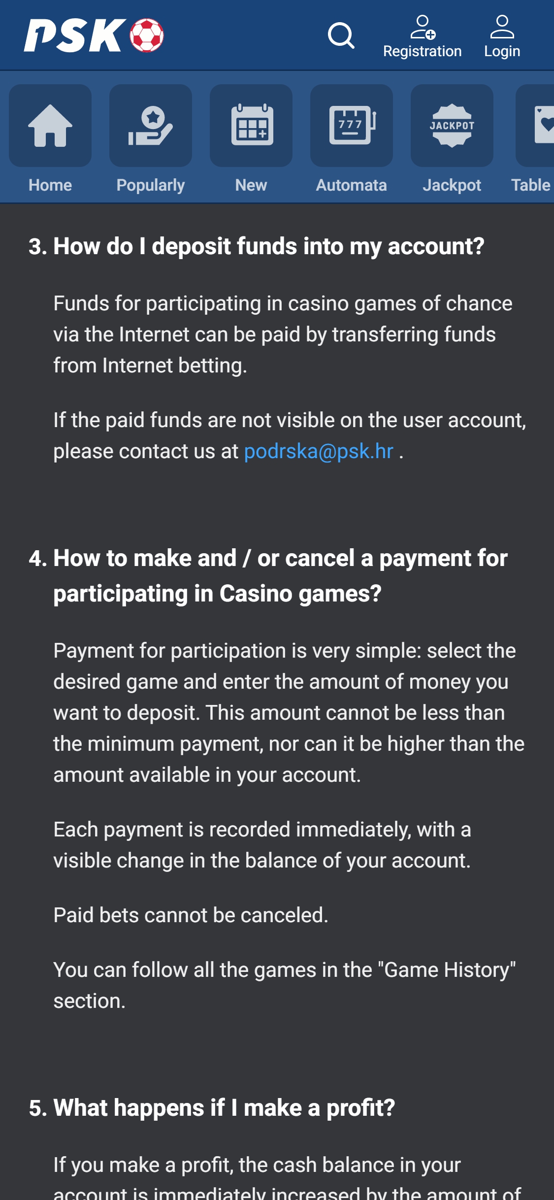 PSK Casino Mobile Payment Methods Review