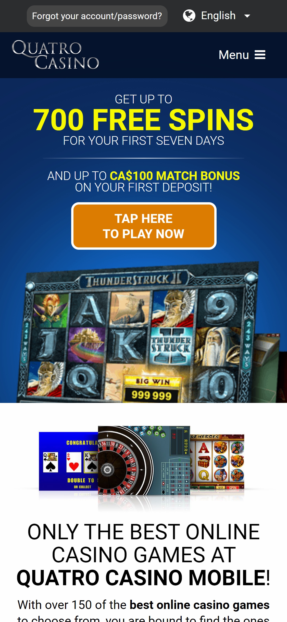 Quatro Casino Mobile No Deposit Bonus Review