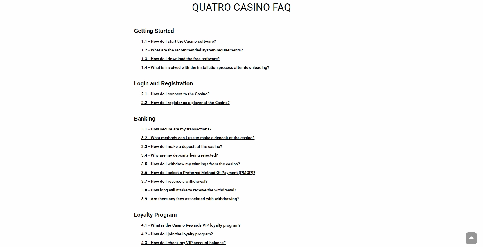 Quatro Casino Support