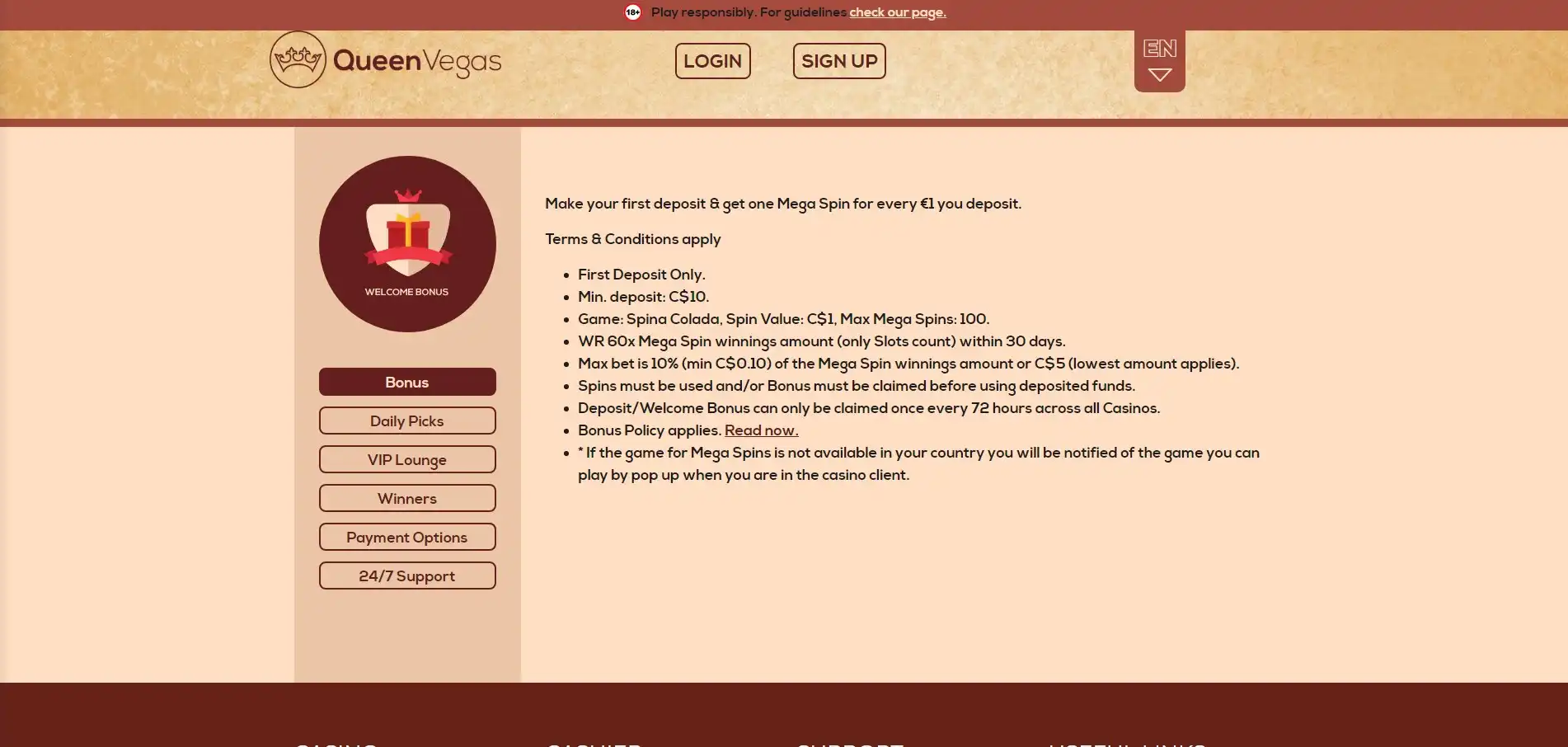 Queen Vegas Casino No Deposit Bonus