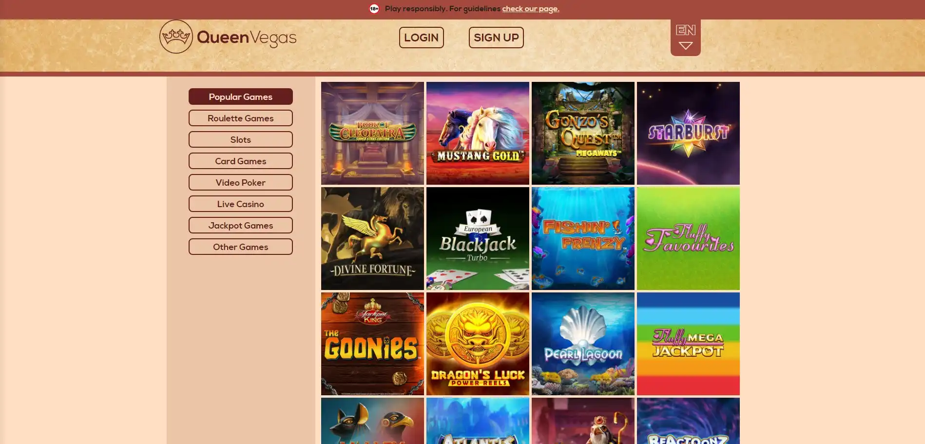 Queen Vegas Casino Games