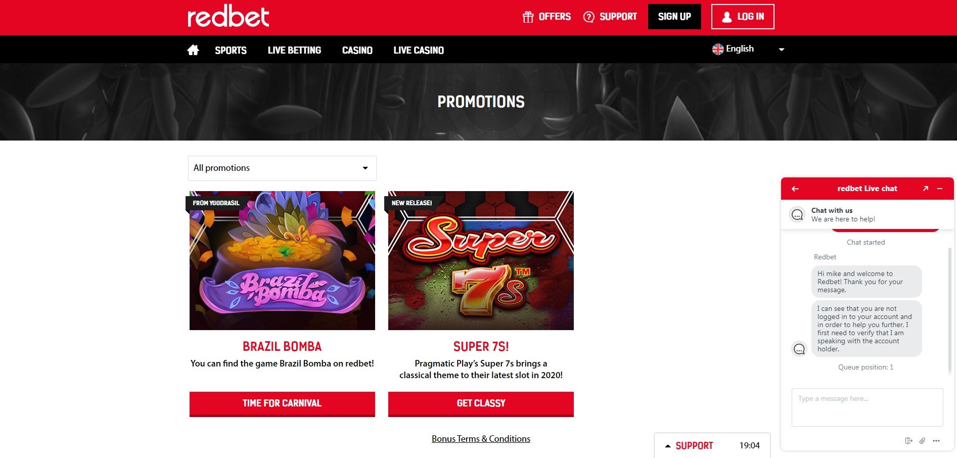 Red Bet Casino Support