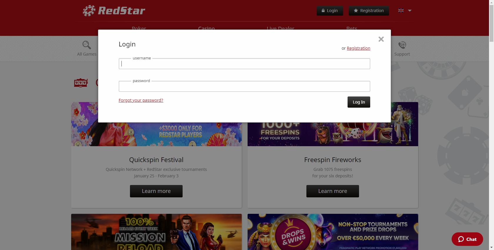 Red Star Bets Casino Login