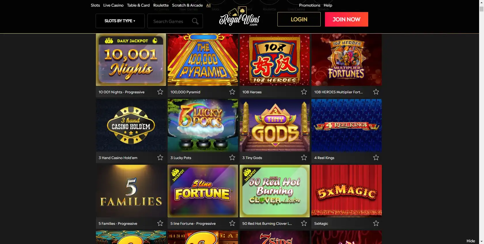 Regal Wins Casino Games