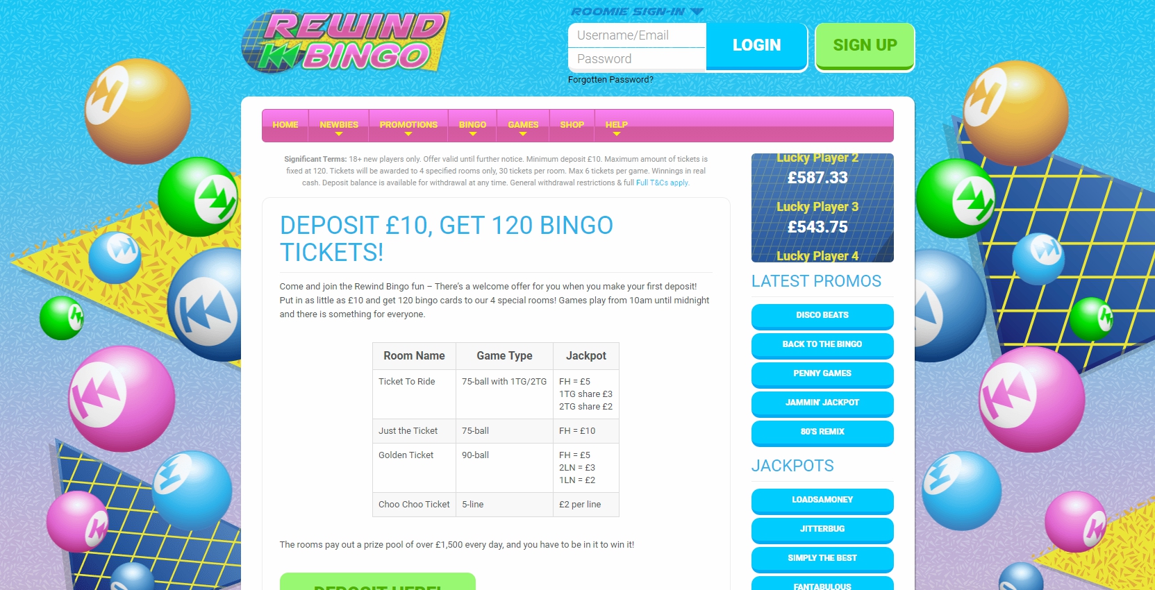 Rewind Bingo Casino Login