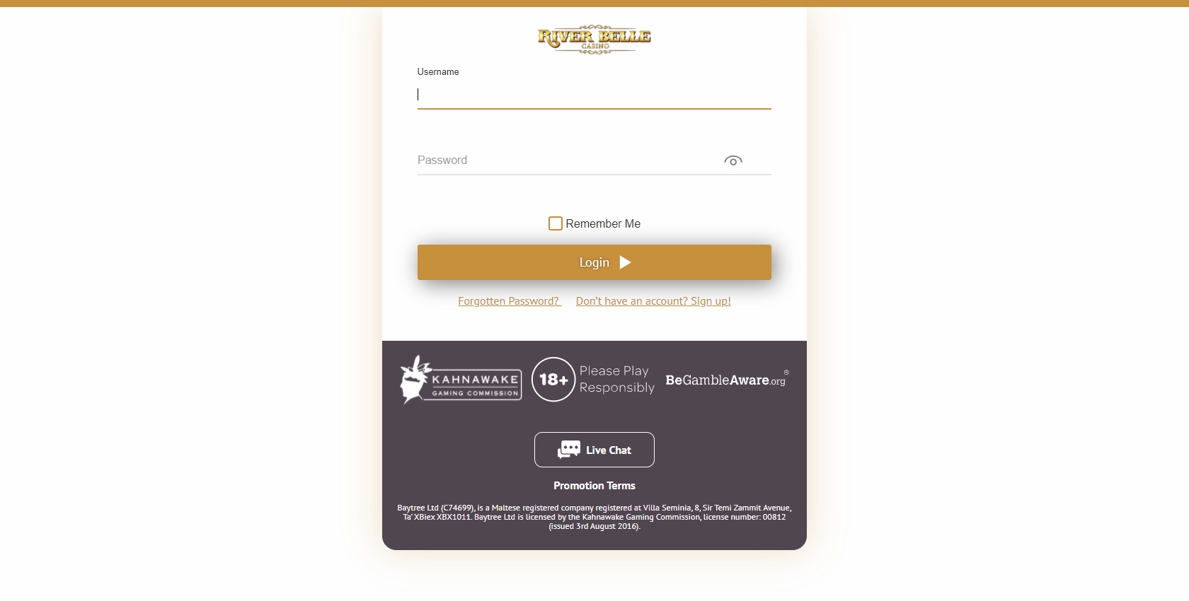 River Belle Casino Login