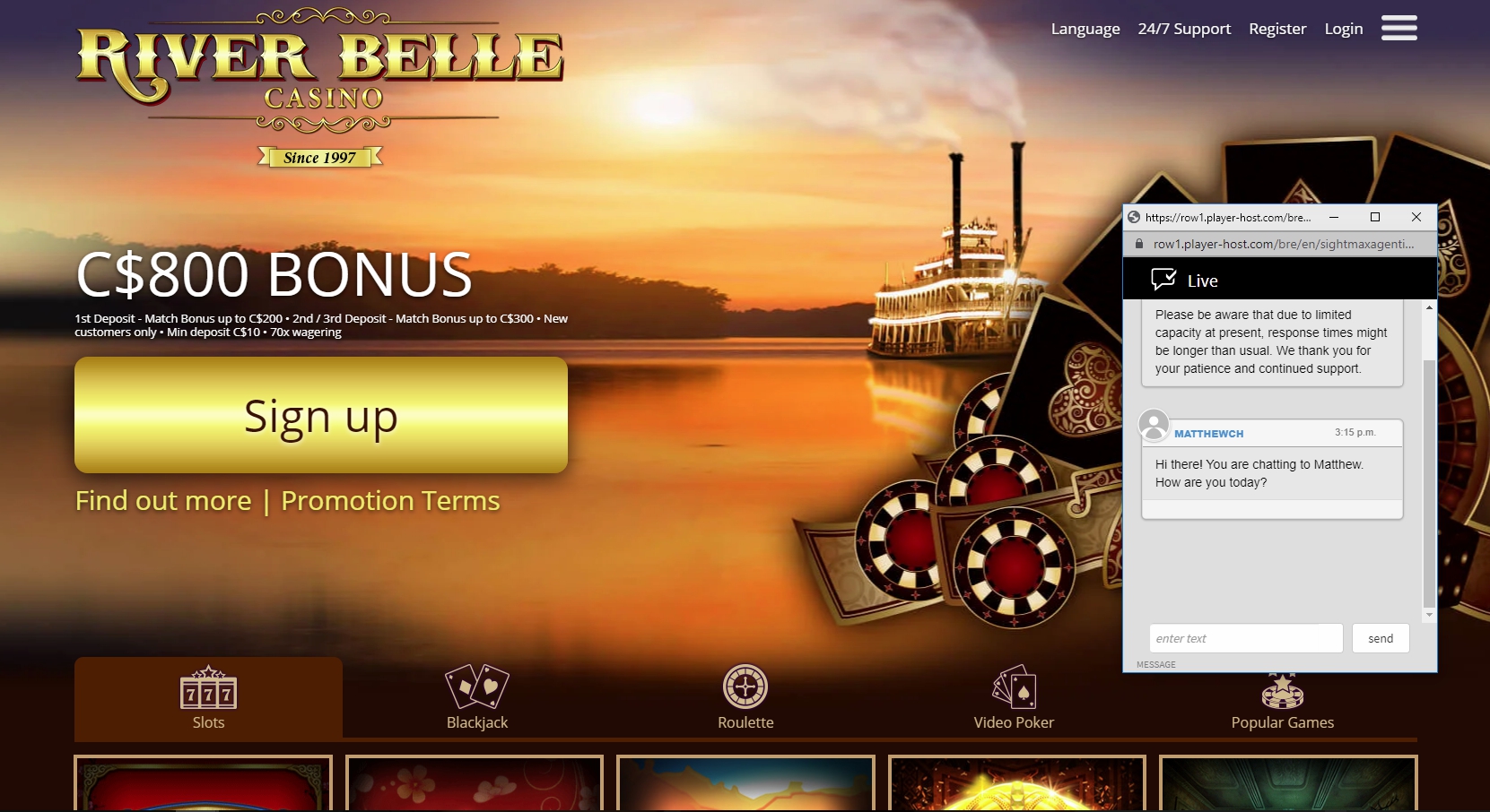 River Belle Casino Support