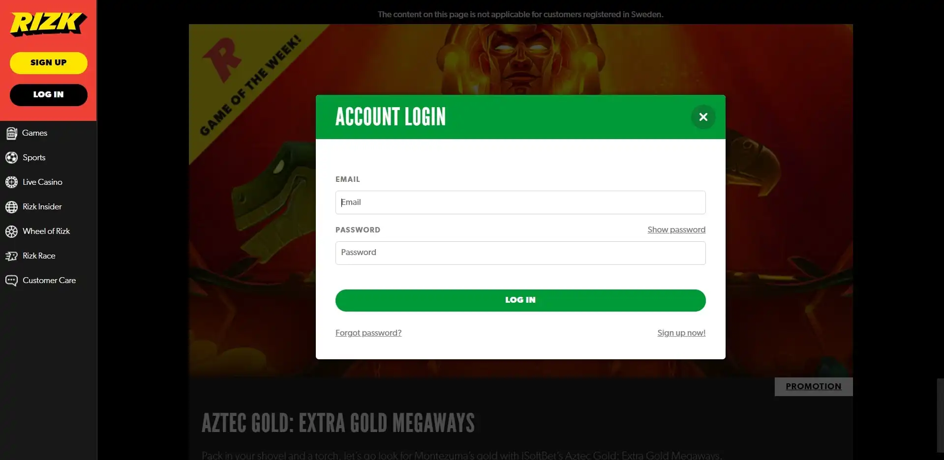 Rizk Casino Login