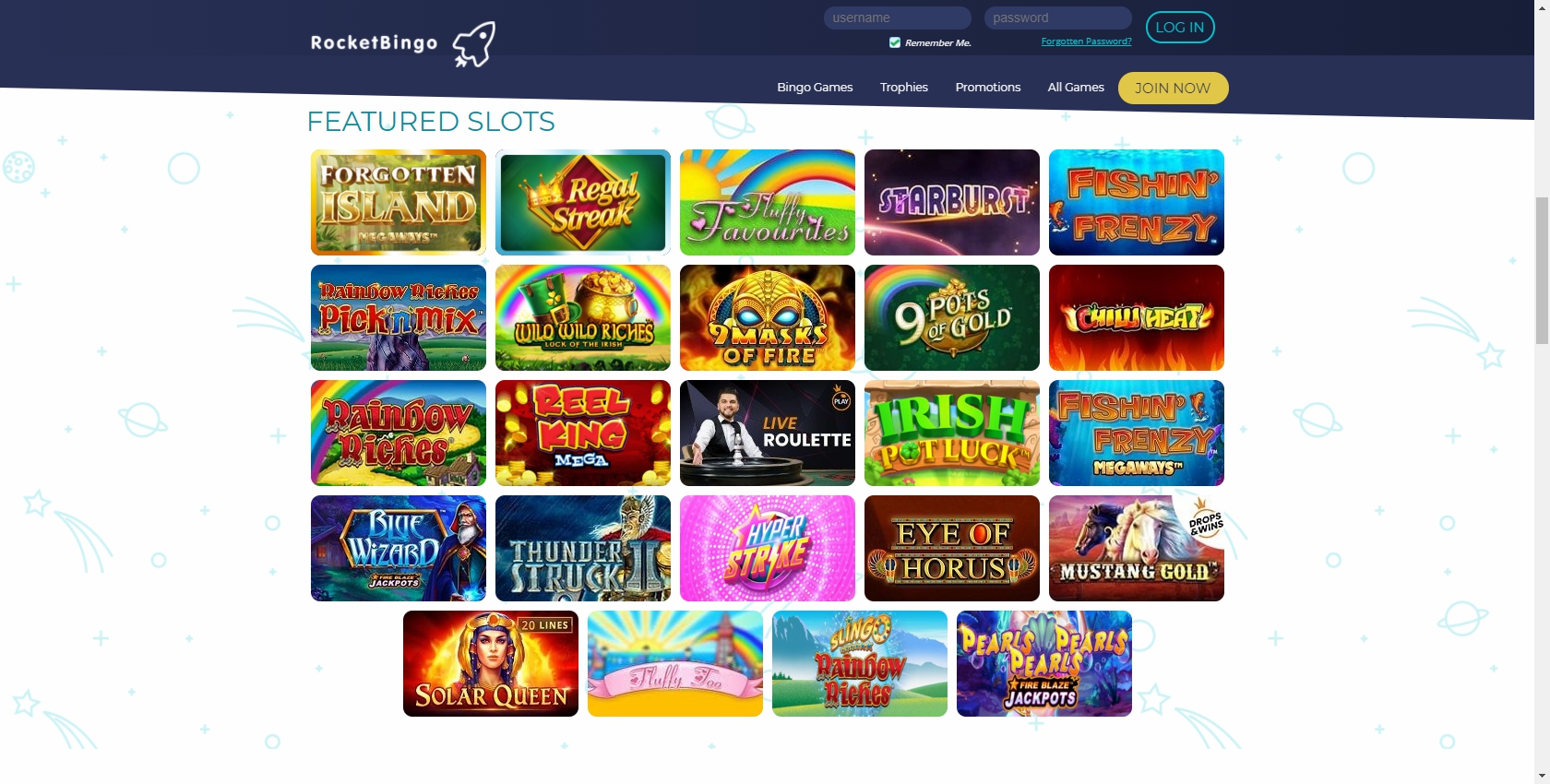 Rocket Bingo Casino Games