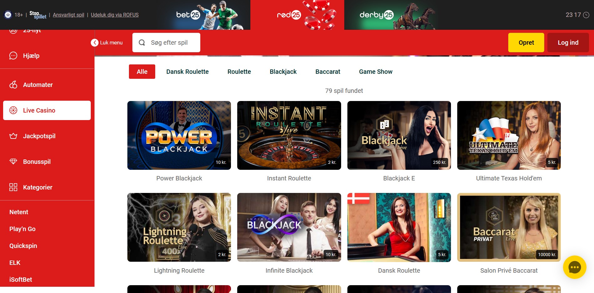 Rod 25 Casino Live Dealer Games