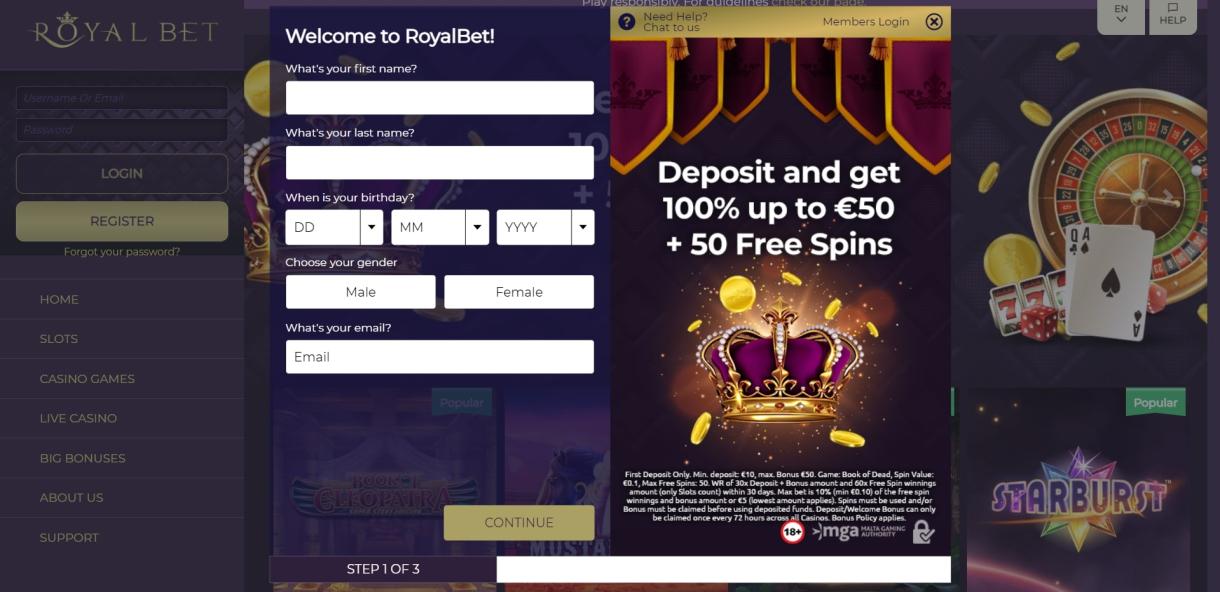 royalbet Canlı Desteğine Erişim