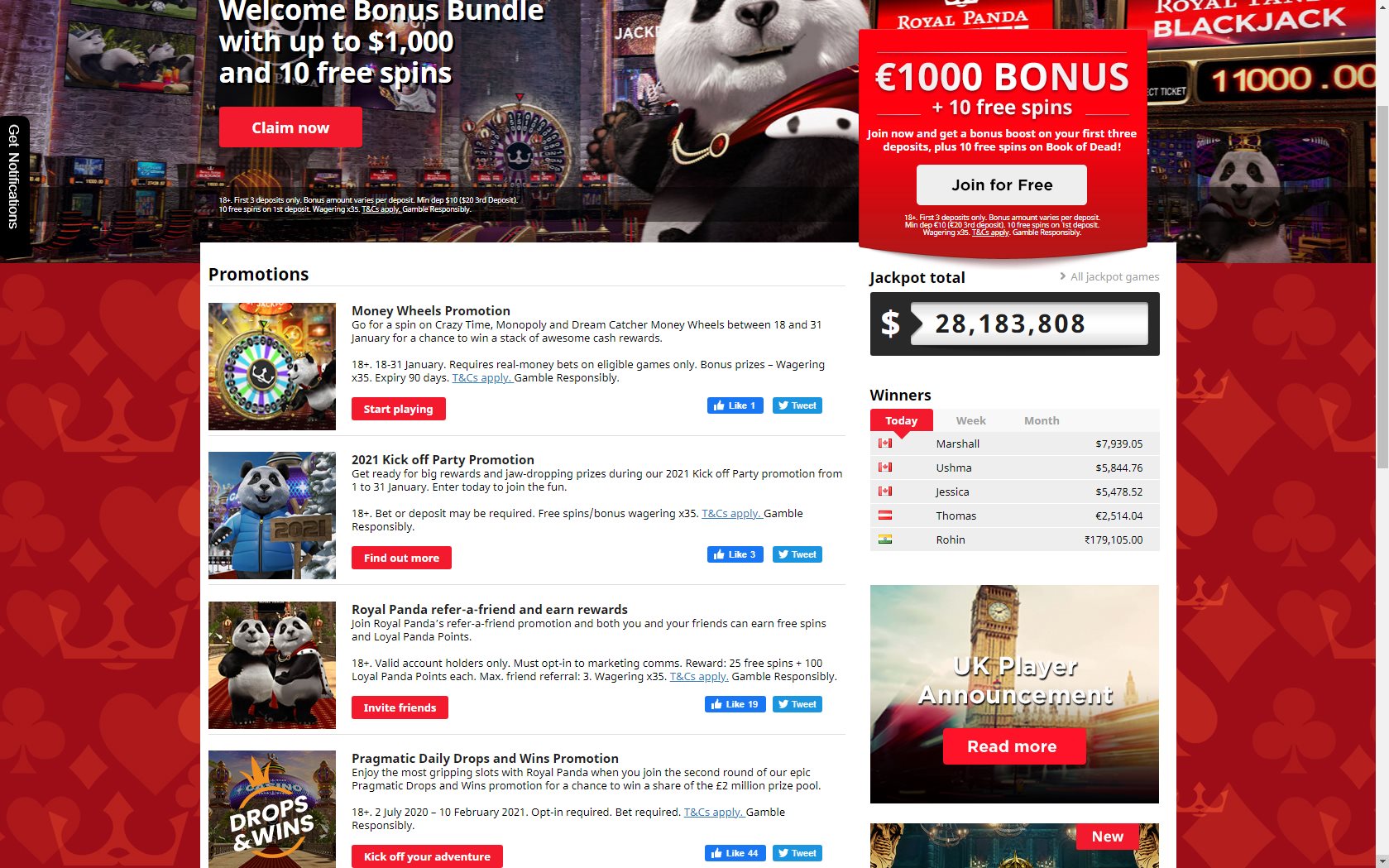 Royal Panda Casino No Deposit Bonus