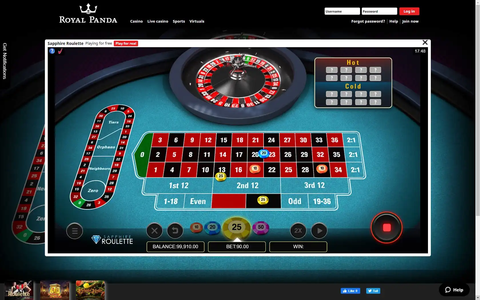 Royal Panda Casino Casino Games