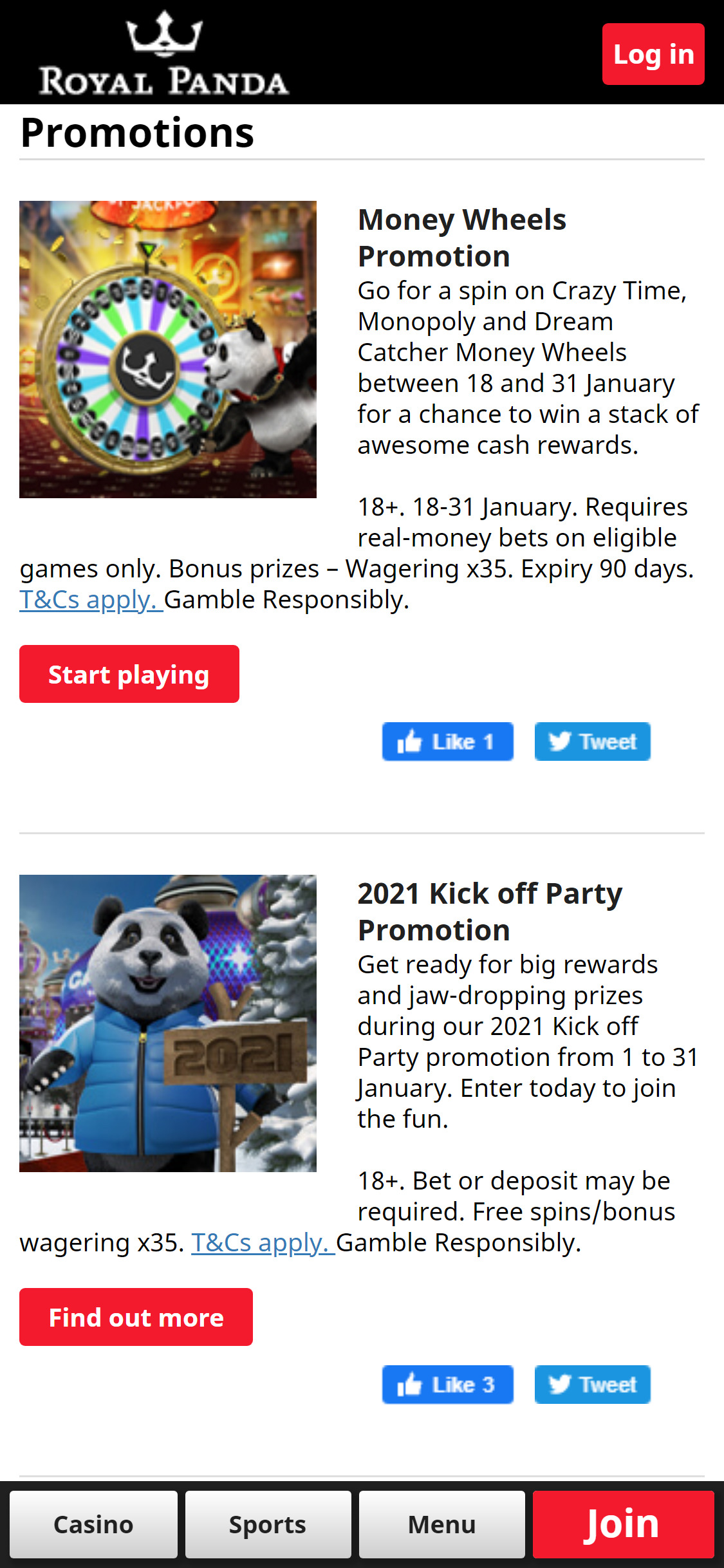 Royal Panda Casino Mobile No Deposit Bonus Review