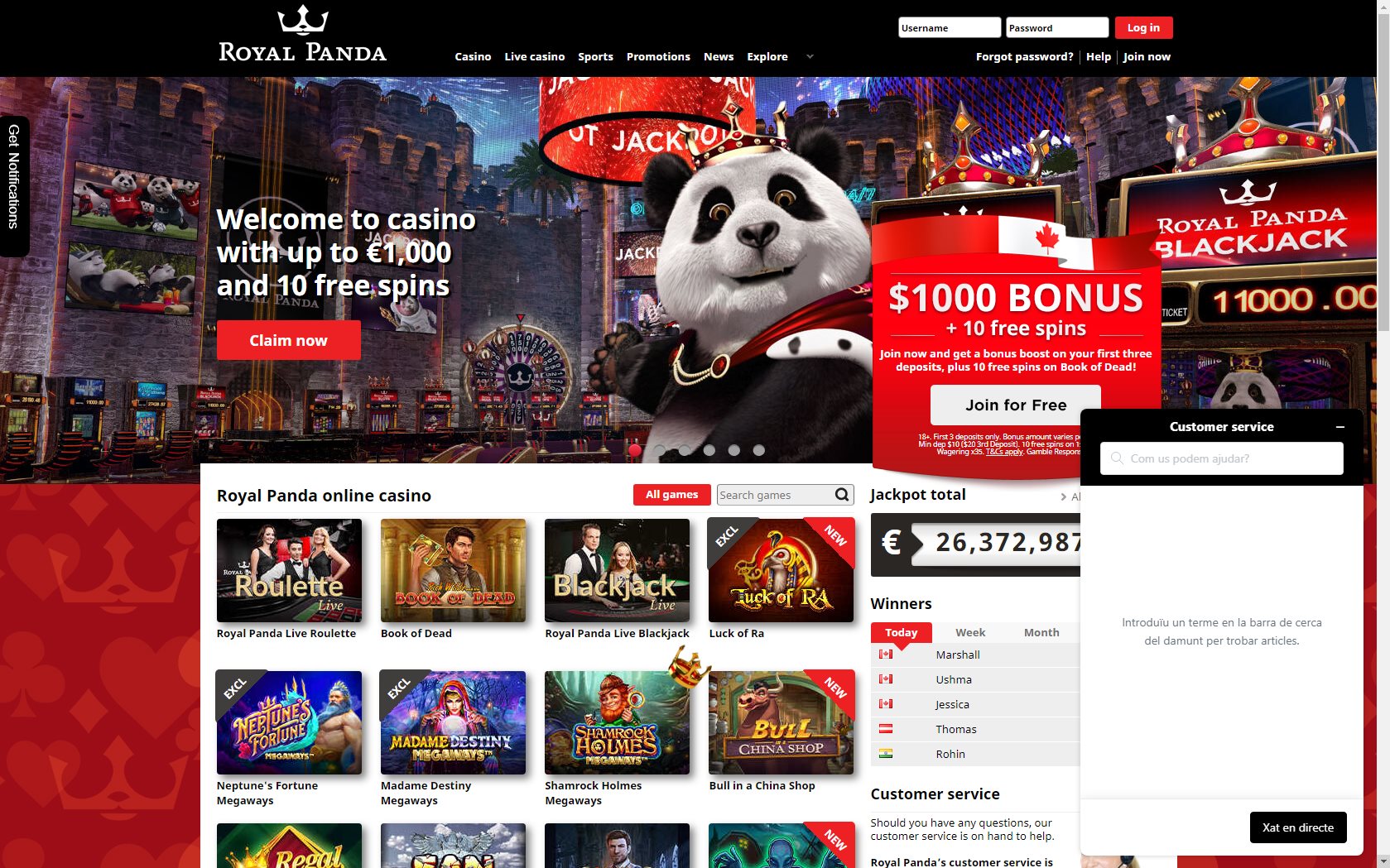 Royal Panda Casino Support