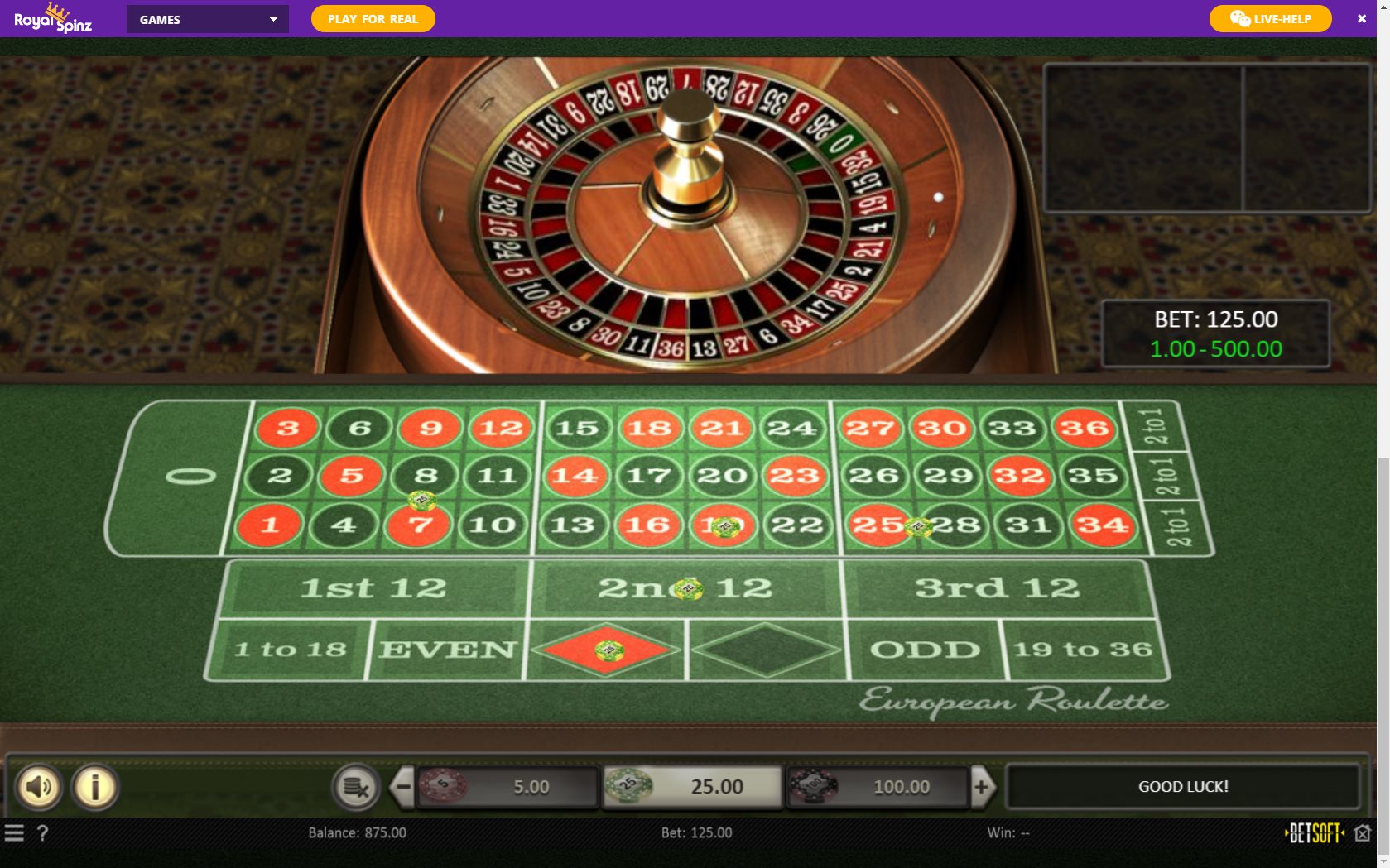 Royal Spinz Club Casino Live Dealer Games