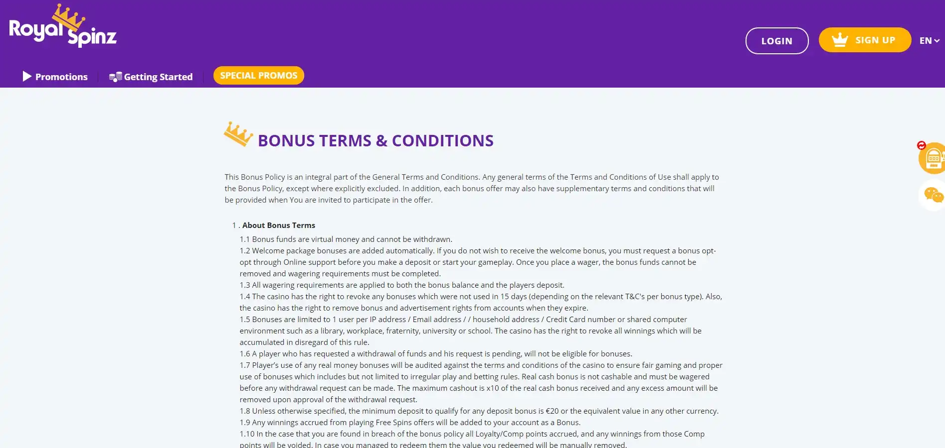 Royal Spinz Casino No Deposit Bonus