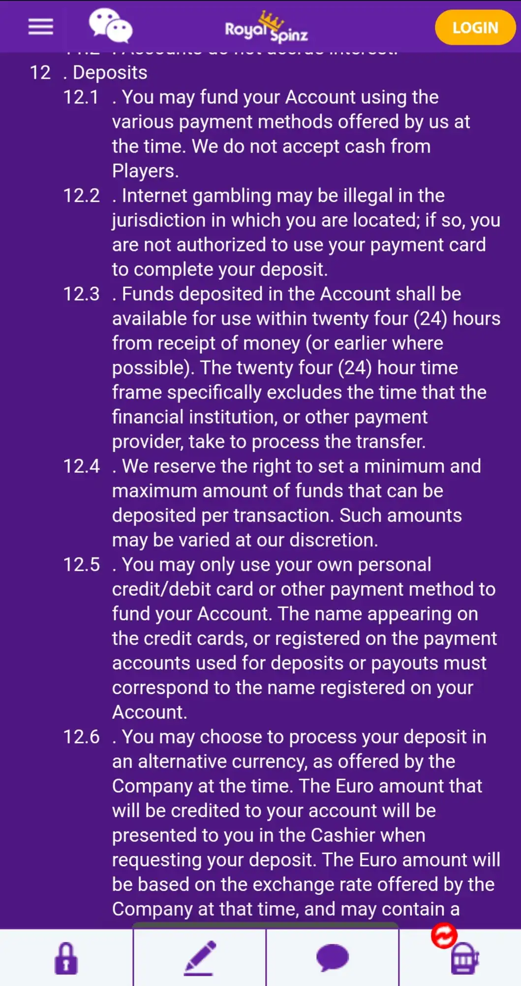 Royal Spinz Casino Mobile Payment Methods Review