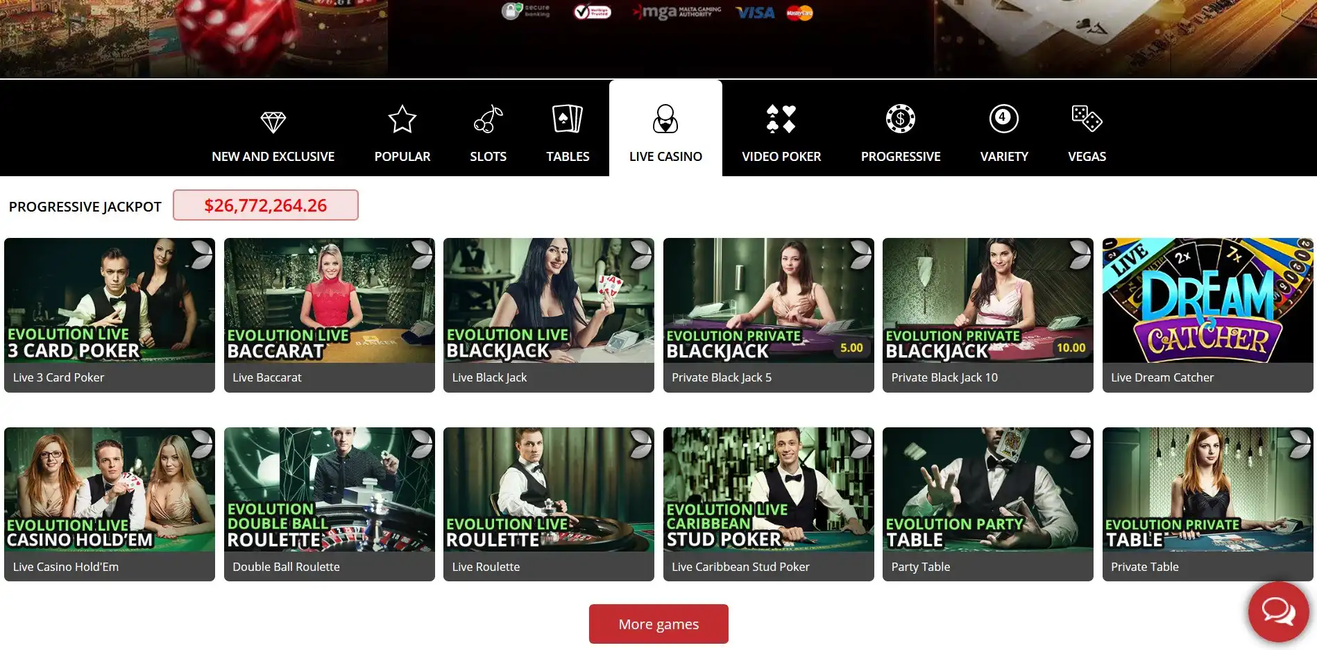 Royal Vegas Casino Live Dealer Games