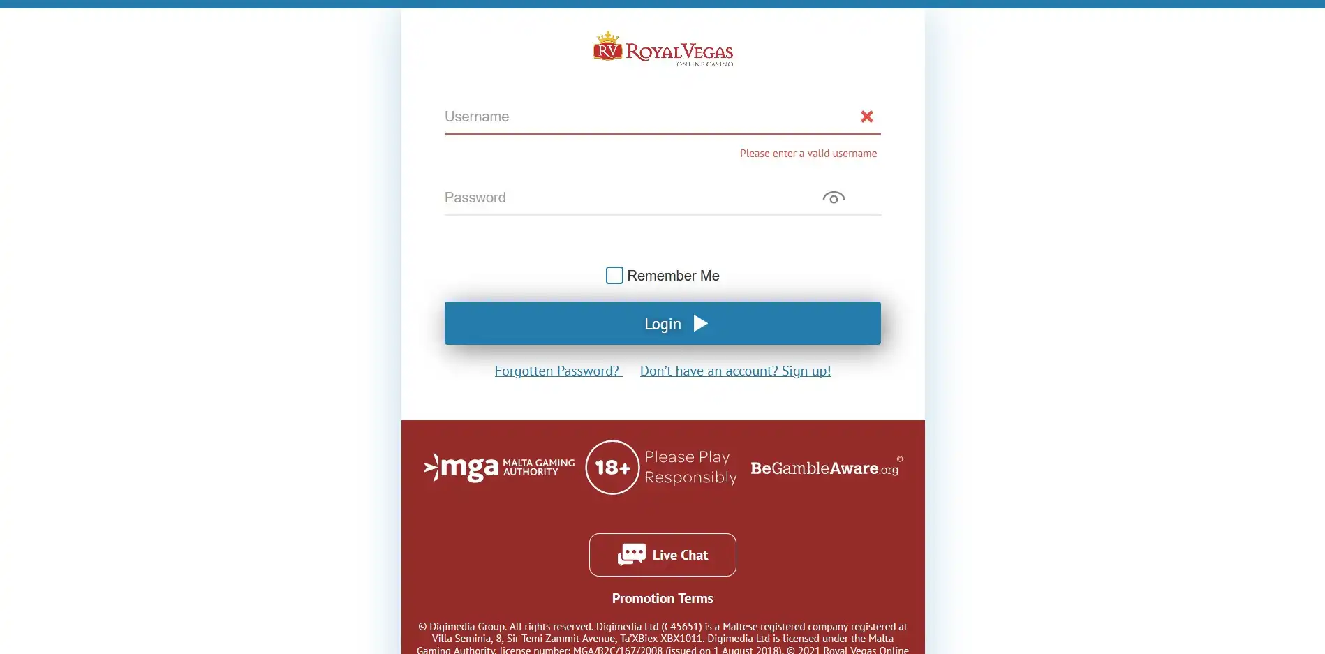 Royal Vegas Casino Login