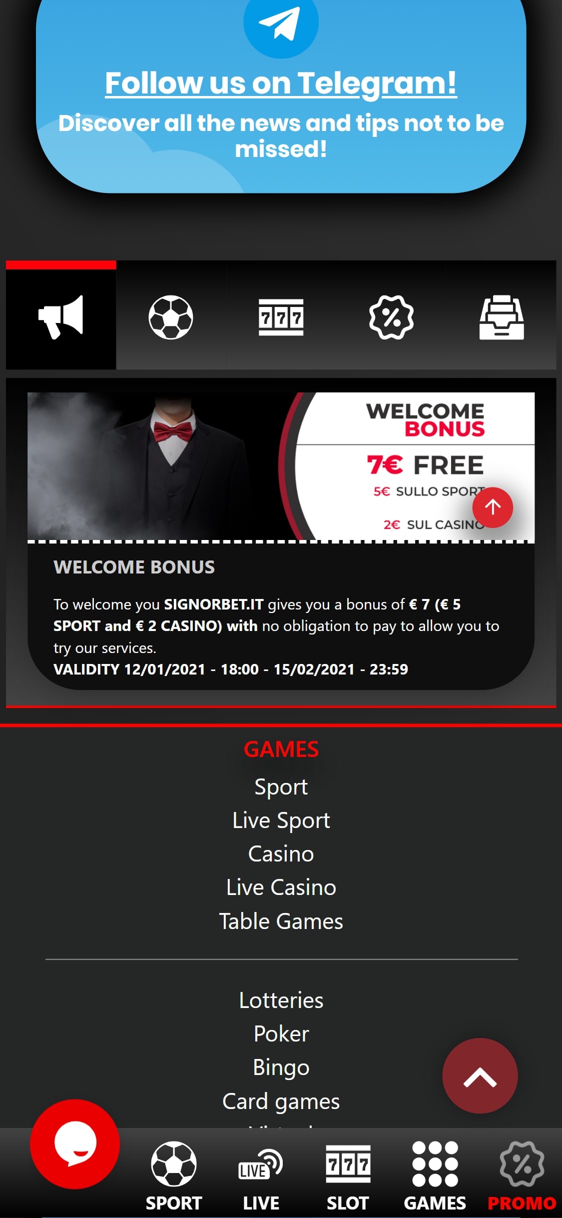SignorBet Mobile No Deposit Bonus Review