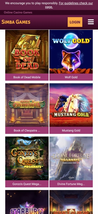 Simba Games Casino Mobile Games Review