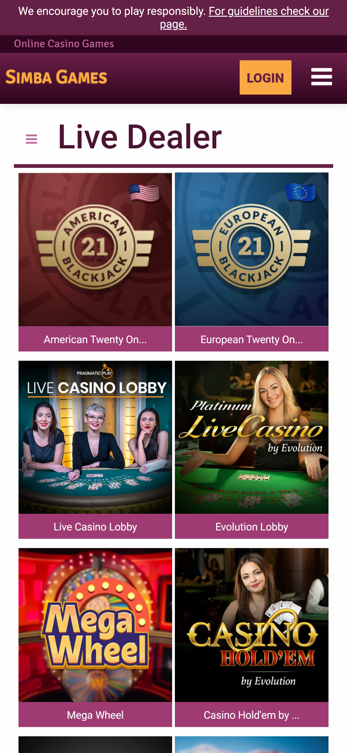 Simba Games Casino Mobile Live Dealer Games Review