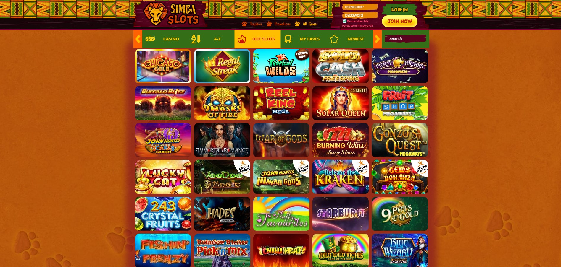 Simba Slots Casino Games