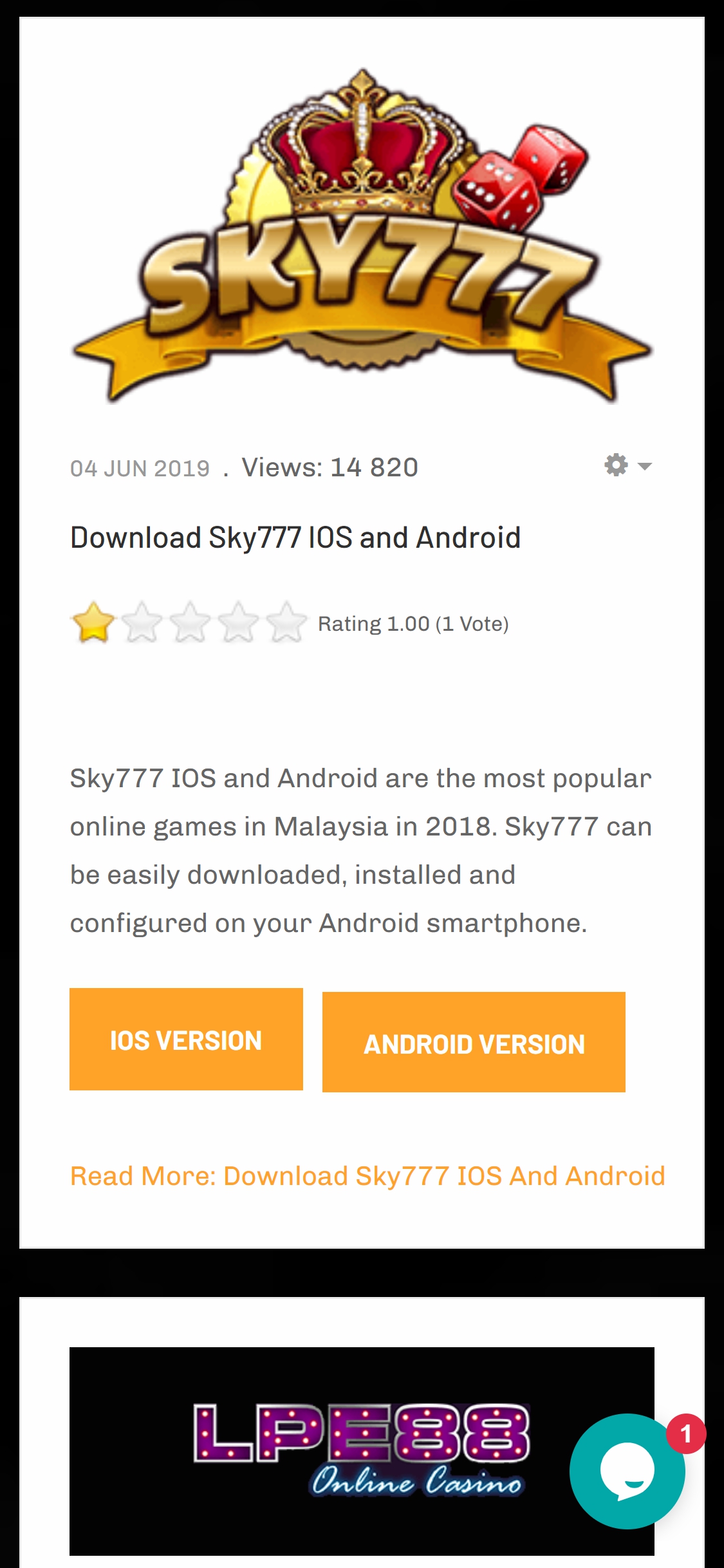 Sky777 Casino Mobile App Review