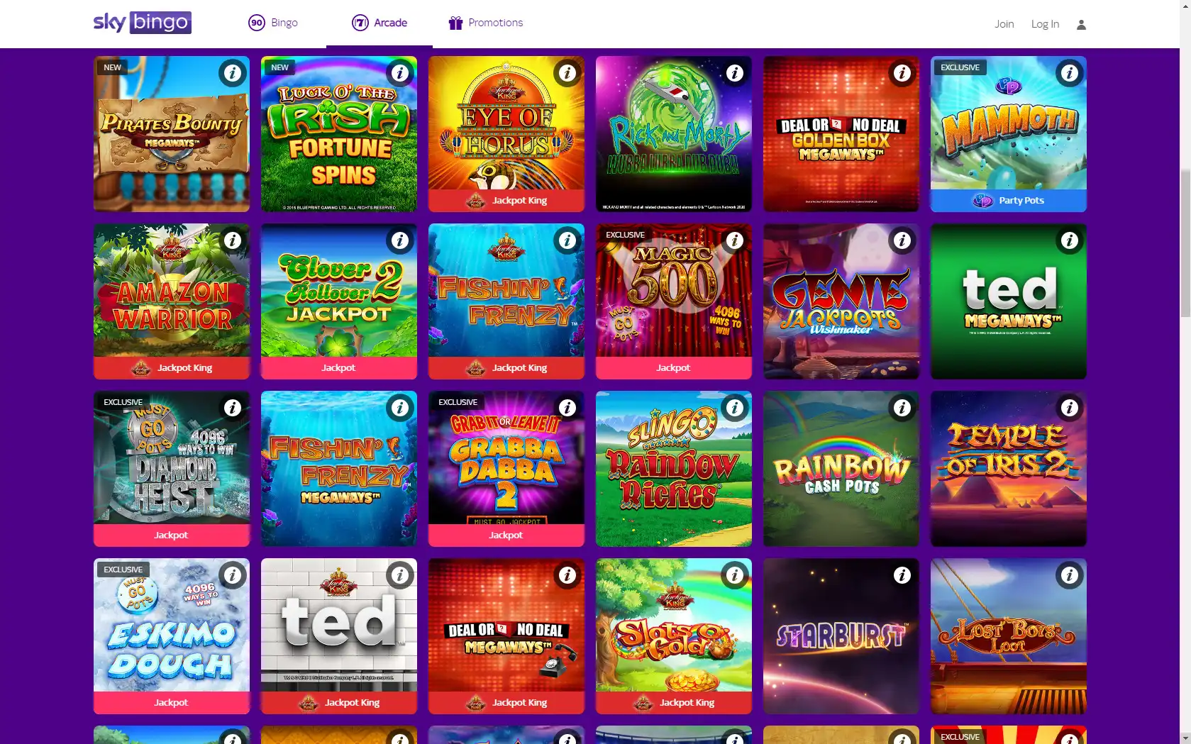 Sky Bingo Casino Games