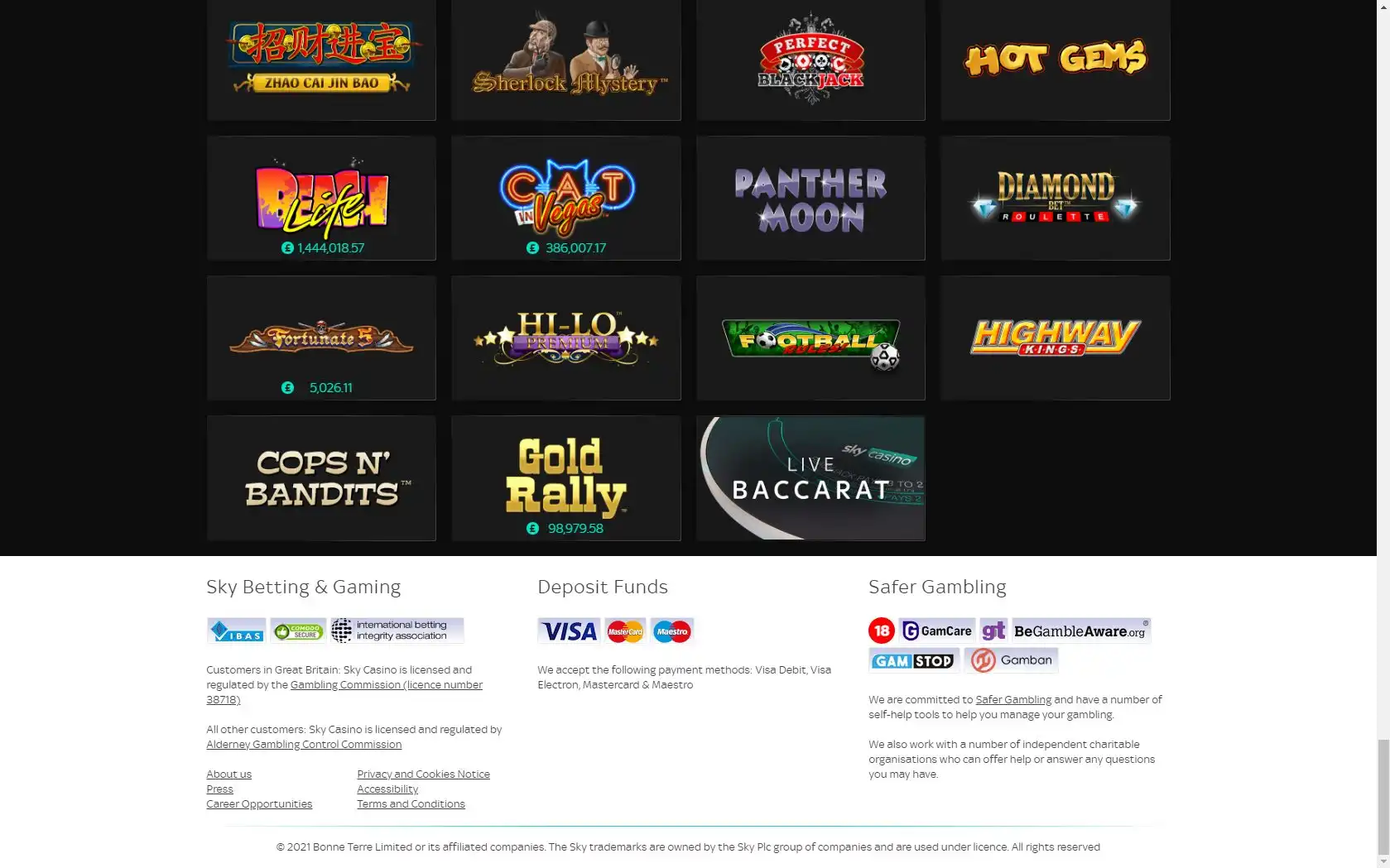 Sky Casino Payment Methods