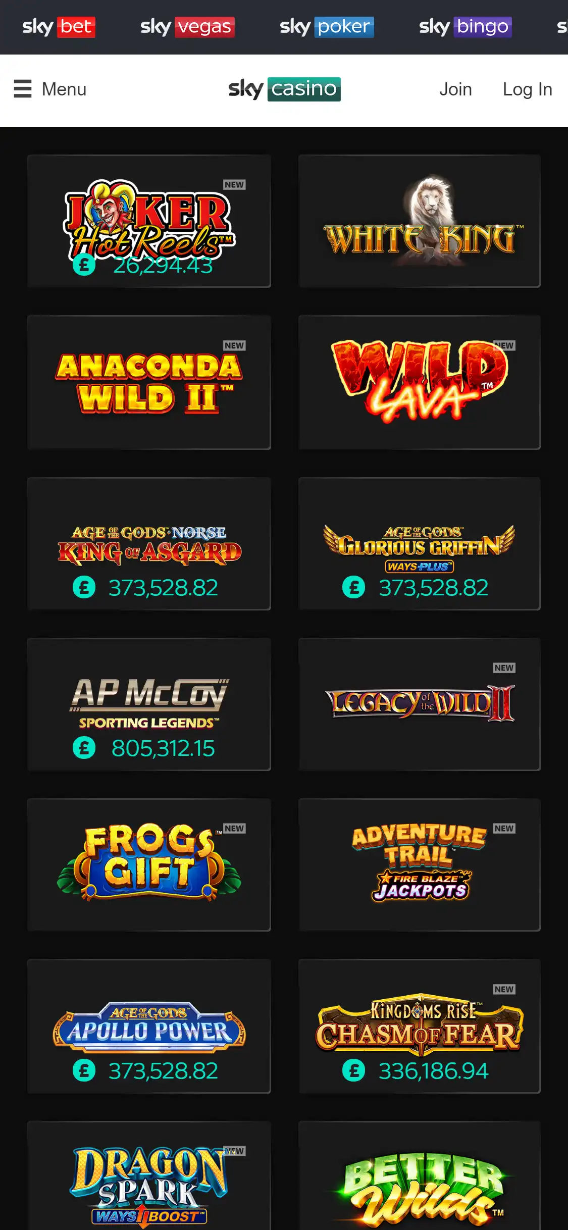 Sky Casino Mobile Games Review