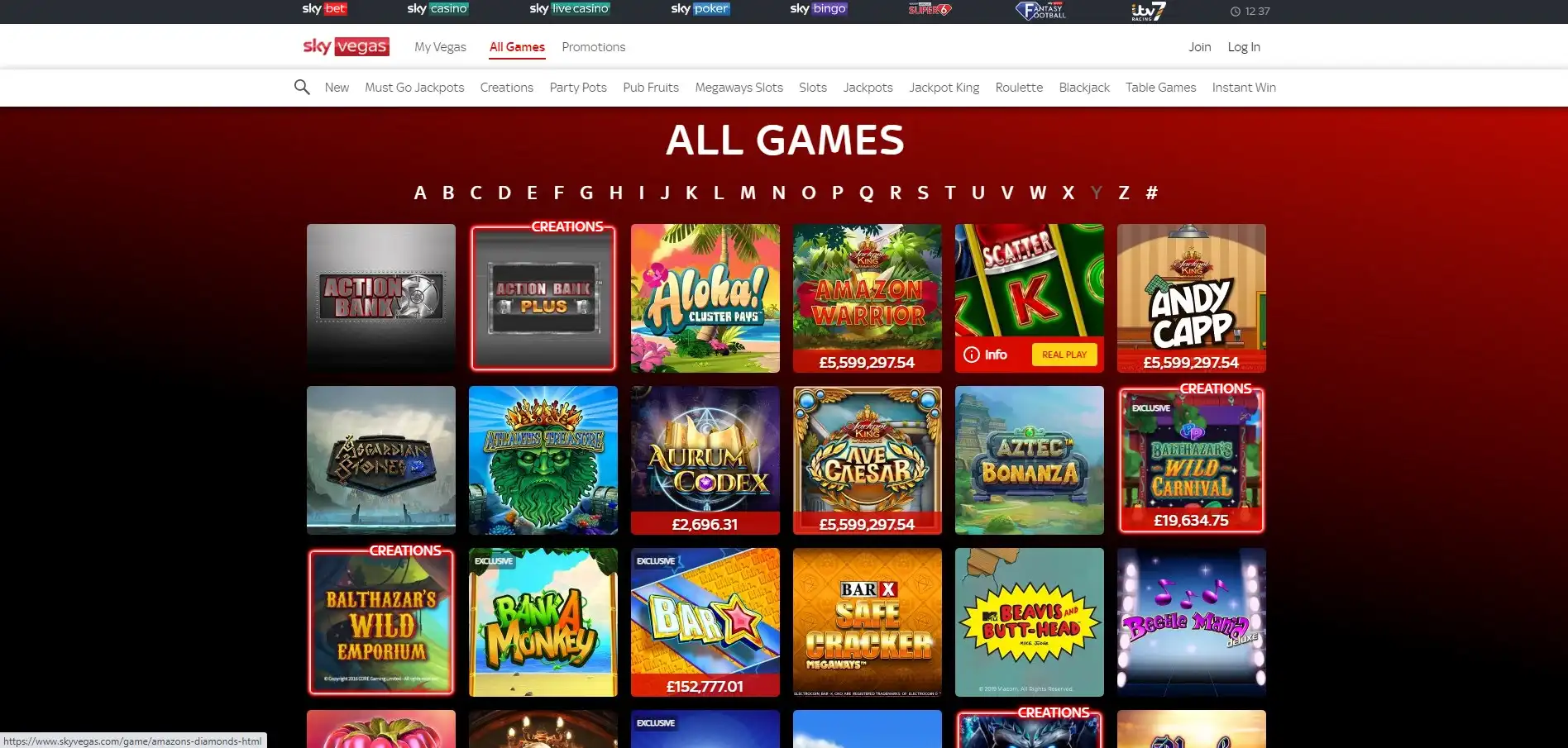 Sky Vegas Casino Games