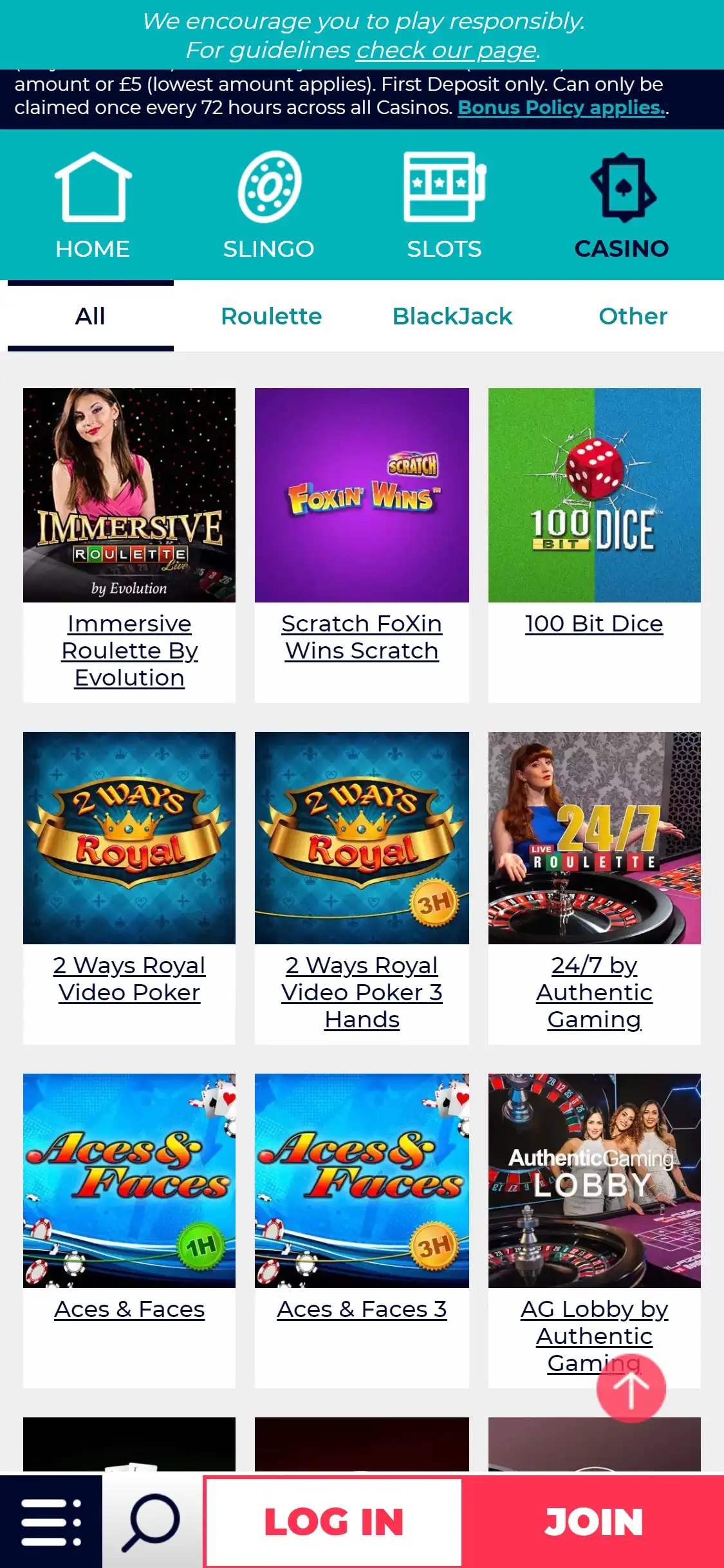 Slingo Casino Mobile Games Review