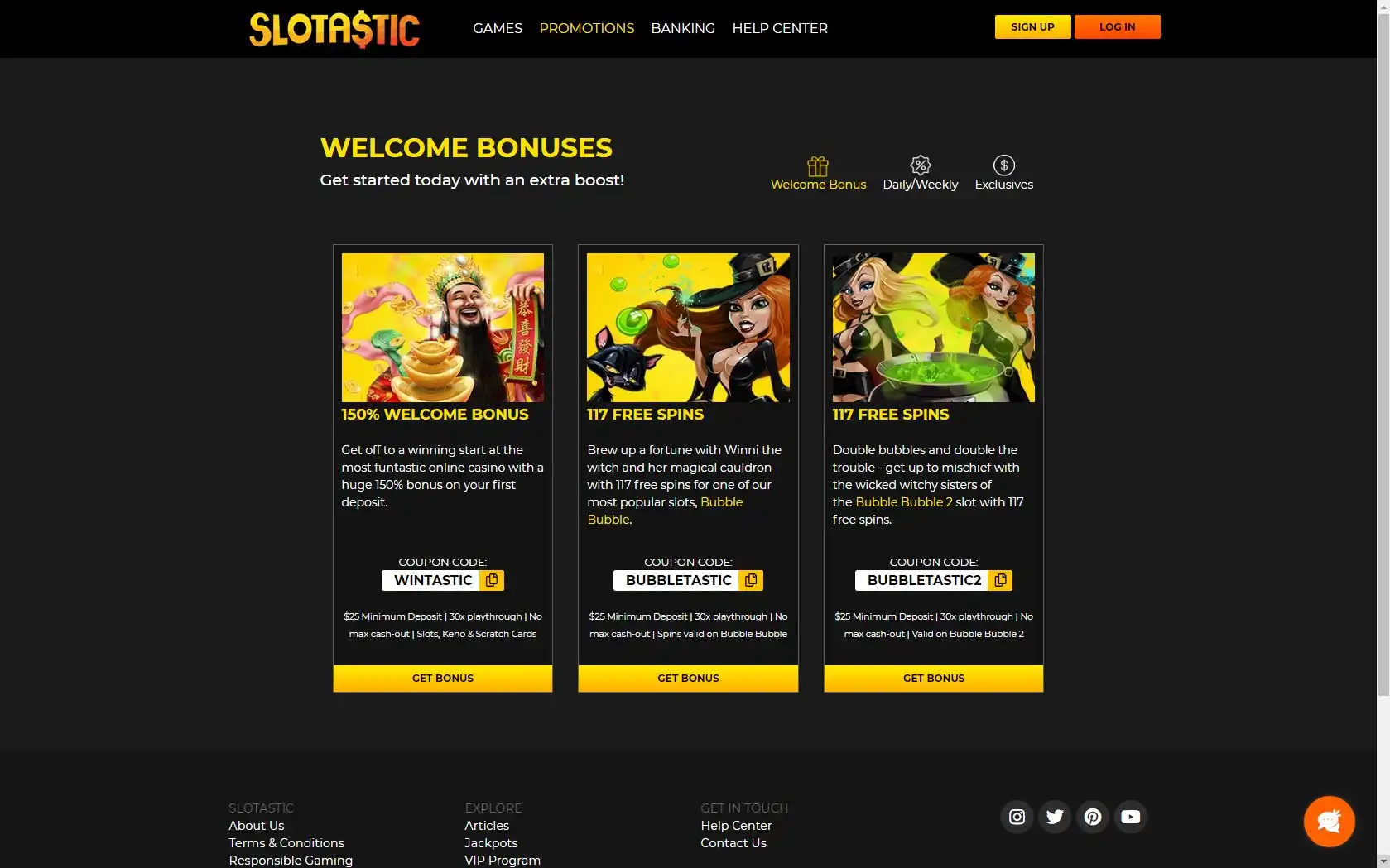 Slotastic Casino No Deposit Bonus