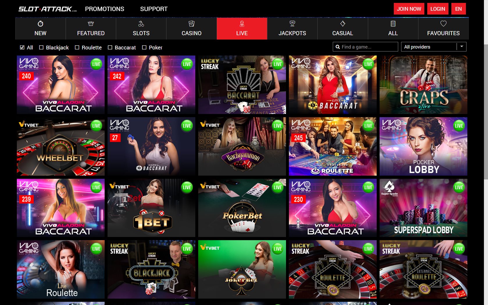 Slot Attack Casino Live Dealer Games